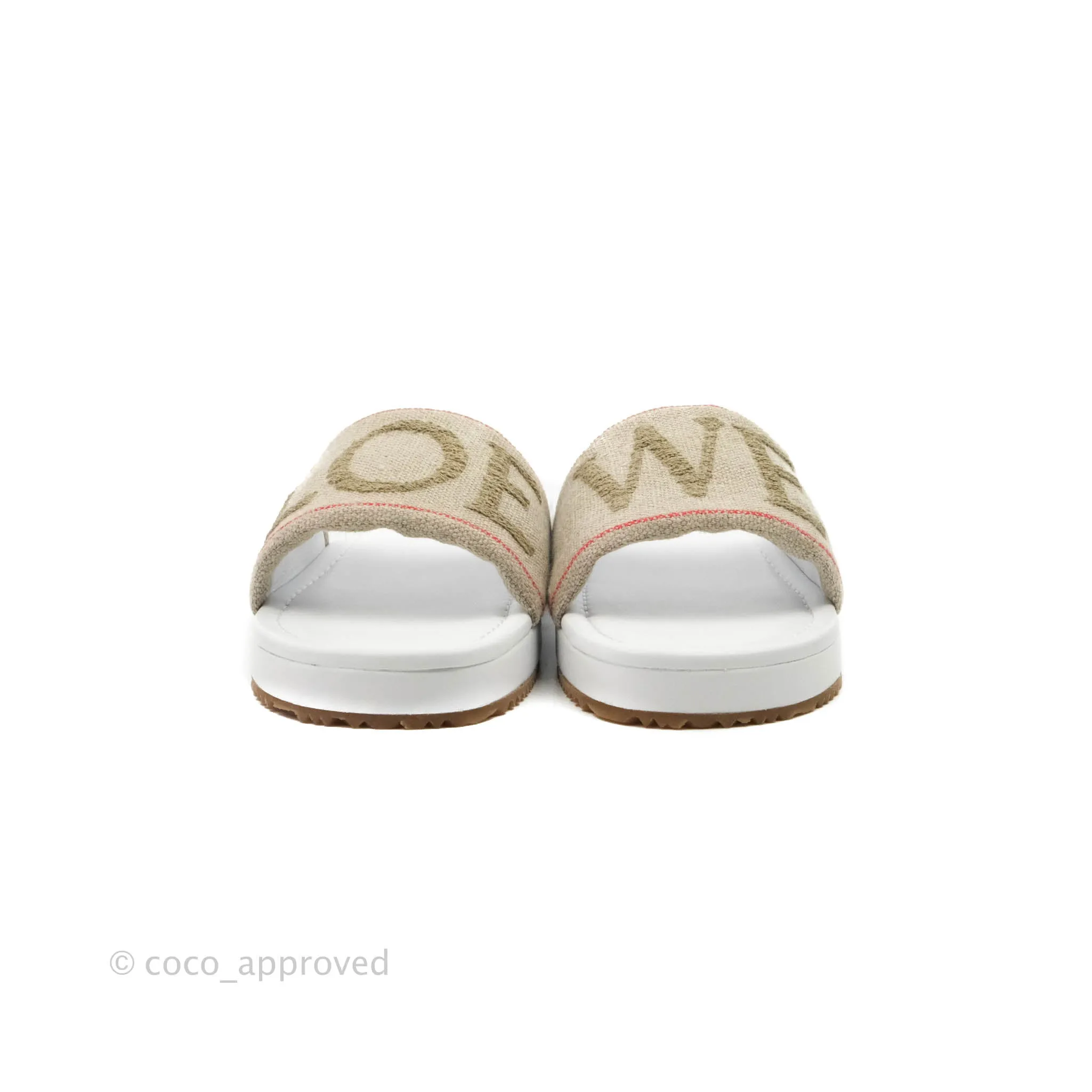 Loewe Natural Logo Embroidered Pool Slide Sandals Size 37