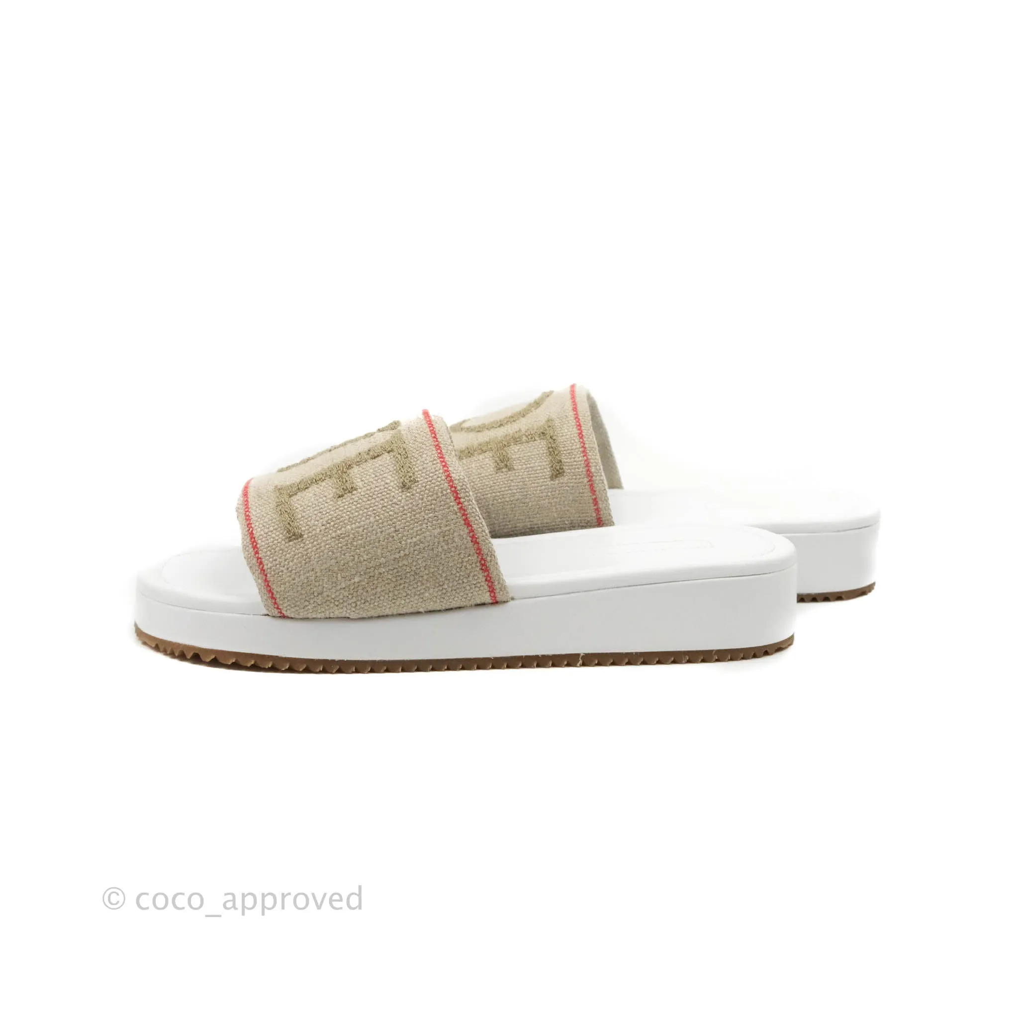 Loewe Natural Logo Embroidered Pool Slide Sandals Size 37