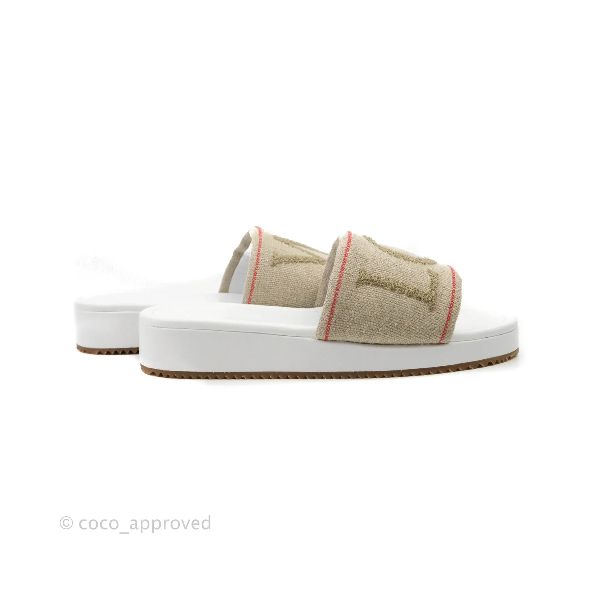 Loewe Natural Logo Embroidered Pool Slide Sandals Size 37