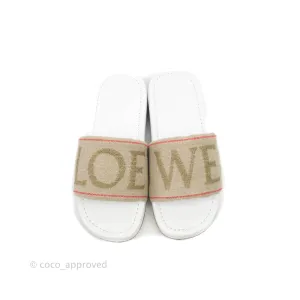 Loewe Natural Logo Embroidered Pool Slide Sandals Size 37