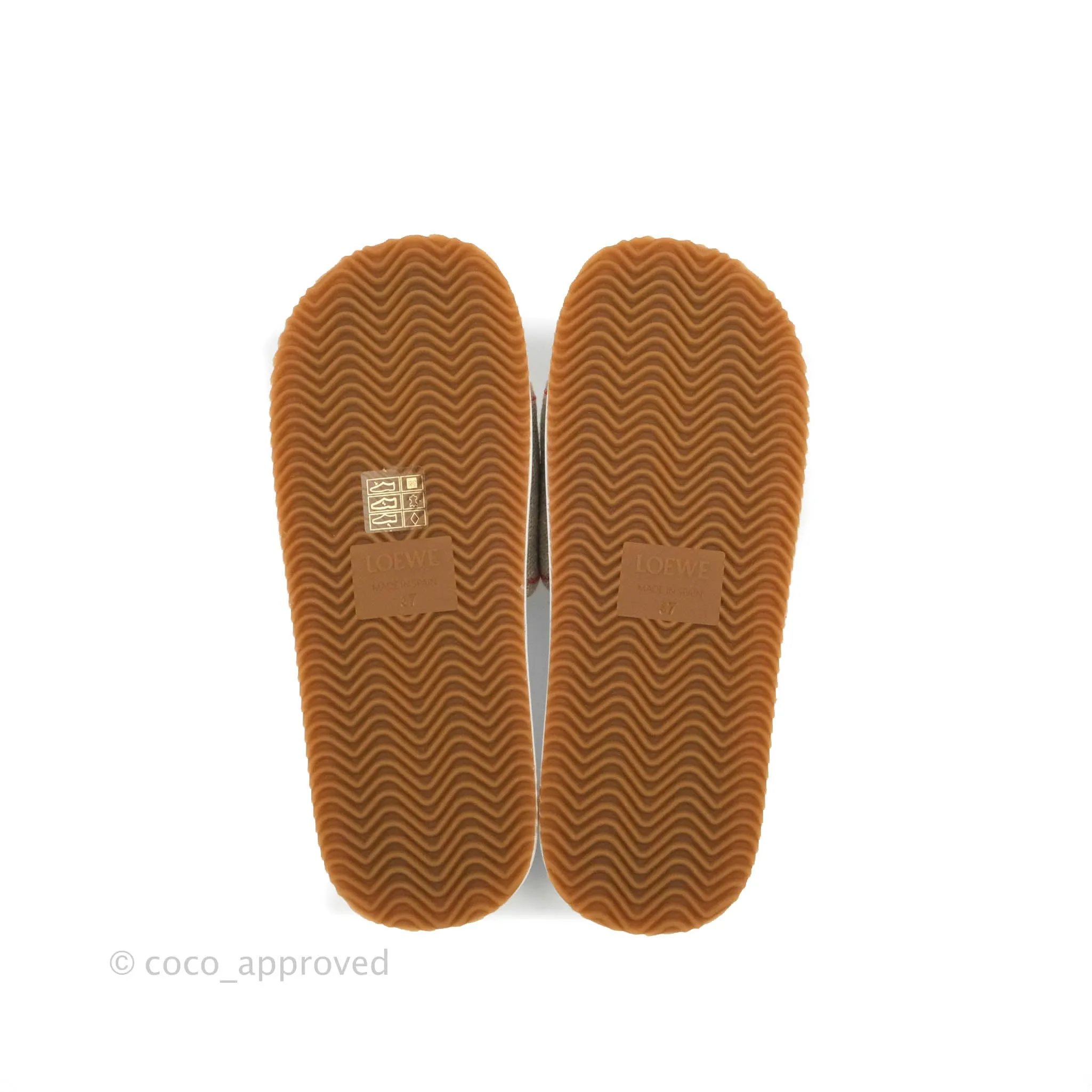 Loewe Natural Logo Embroidered Pool Slide Sandals Size 37