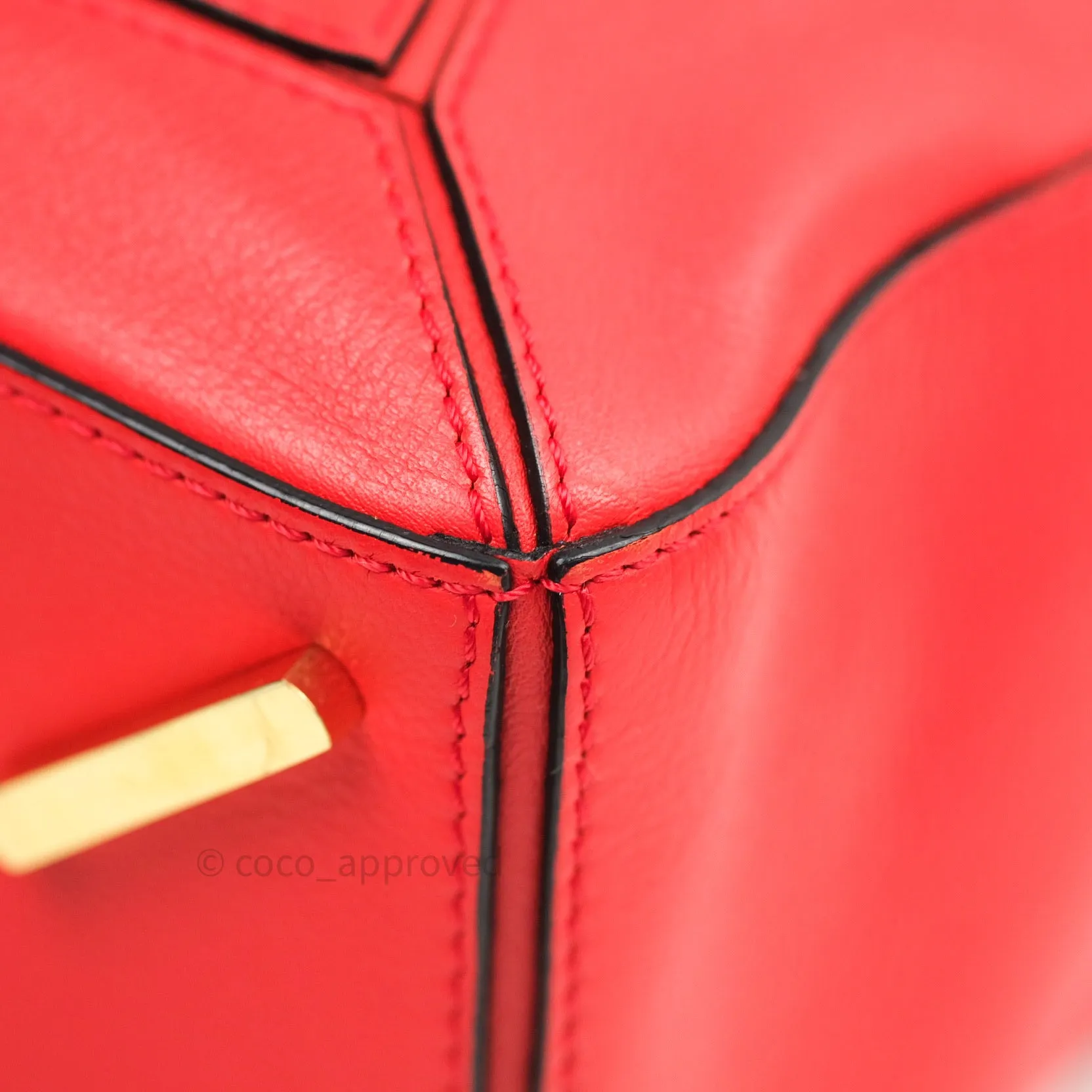 Loewe Puzzle Medium Red Calfskin Gold Hardware
