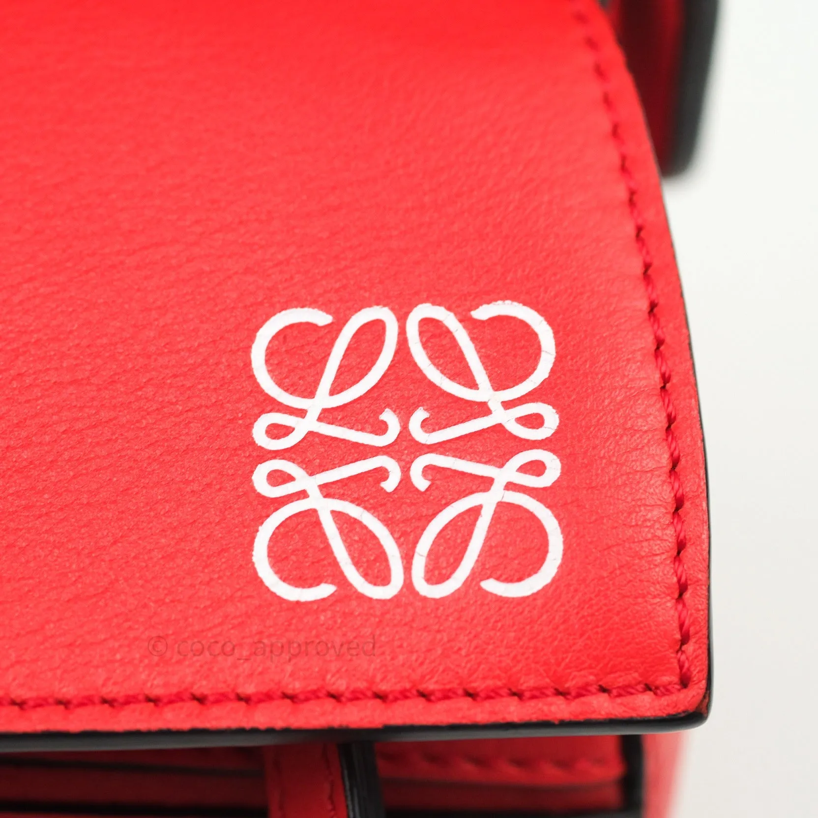 Loewe Puzzle Medium Red Calfskin Gold Hardware