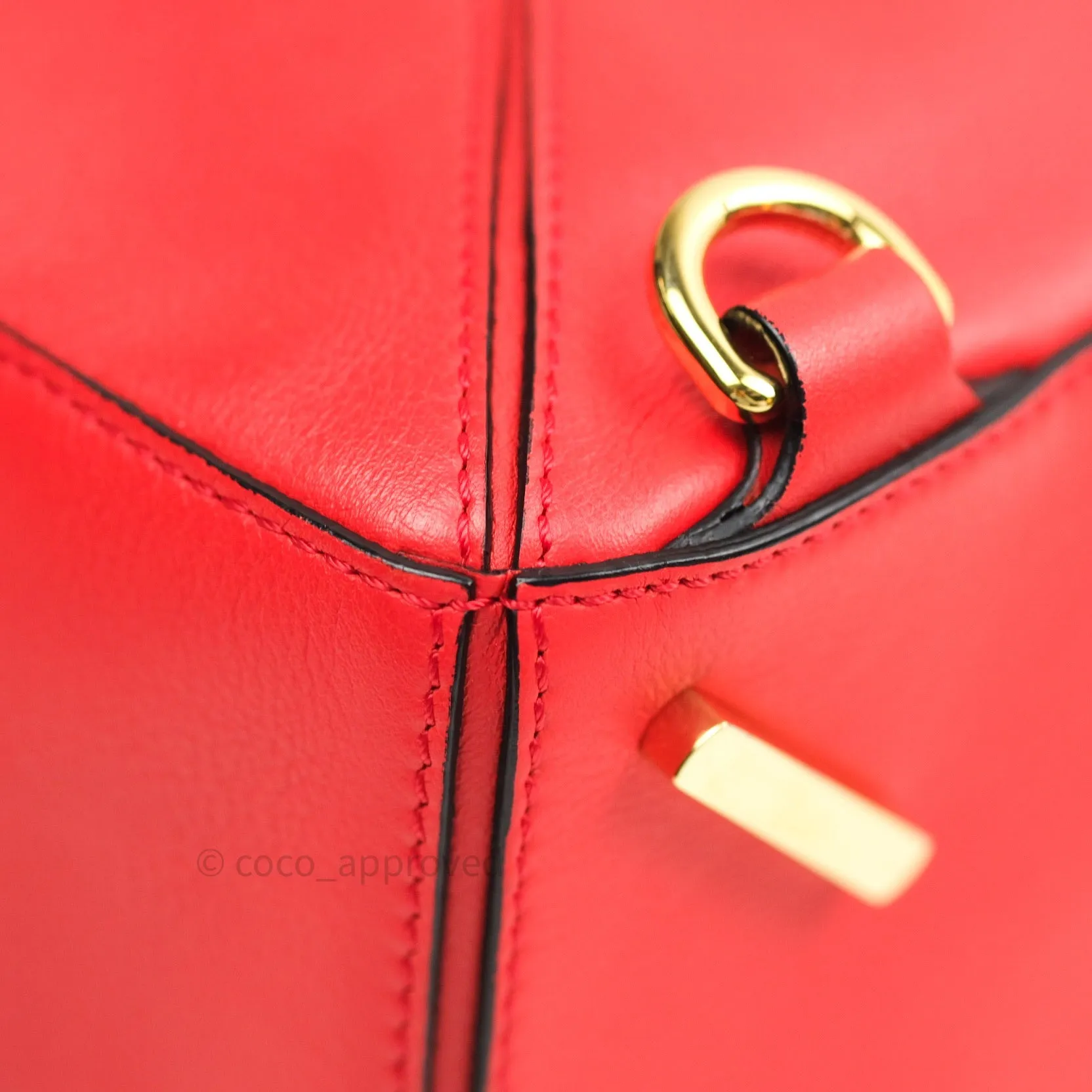 Loewe Puzzle Medium Red Calfskin Gold Hardware