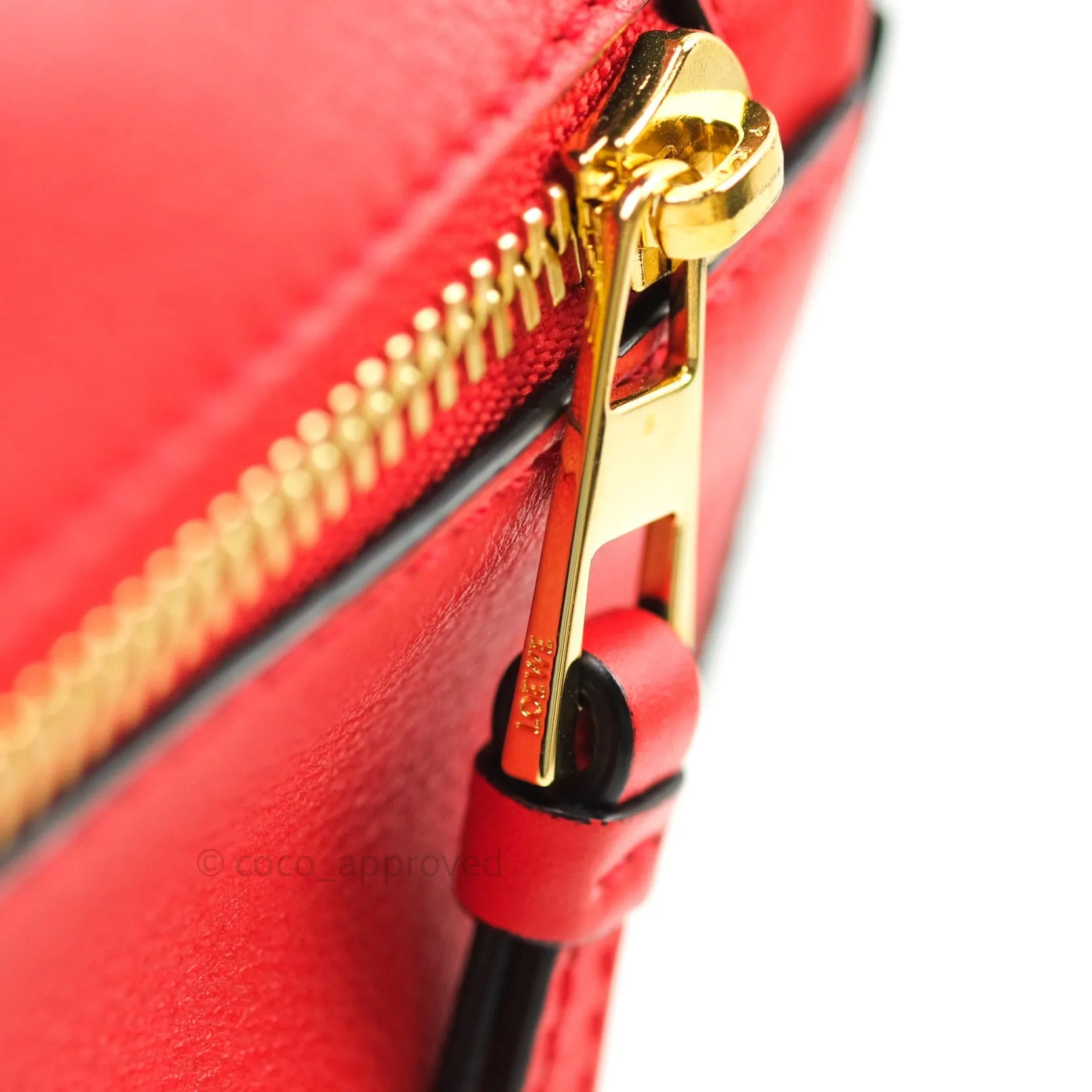 Loewe Puzzle Medium Red Calfskin Gold Hardware