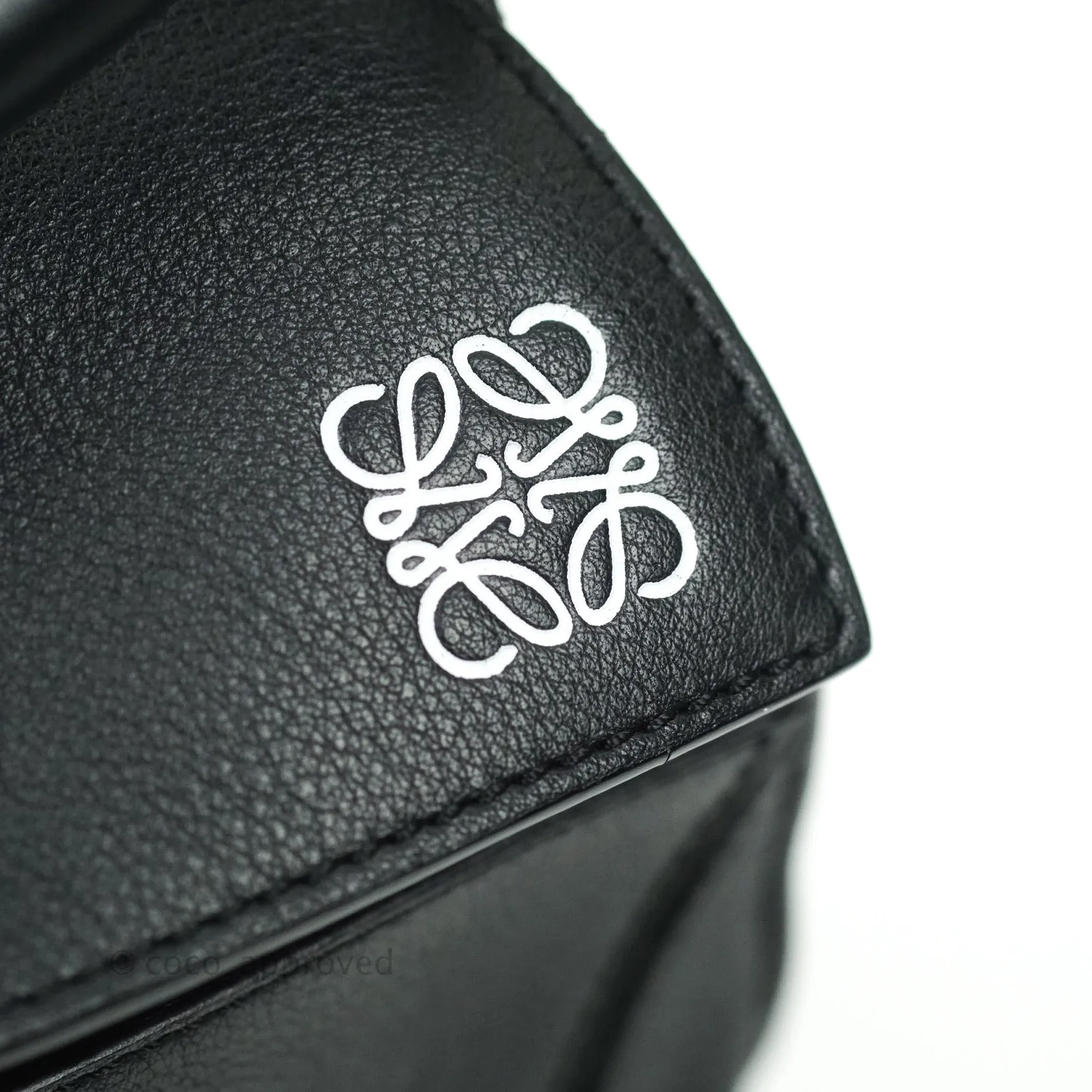 Loewe Puzzle Small Black Calfskin Silver Hardware