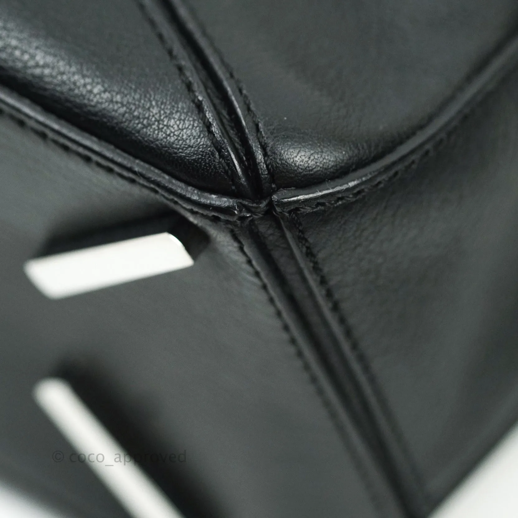Loewe Puzzle Small Black Calfskin Silver Hardware
