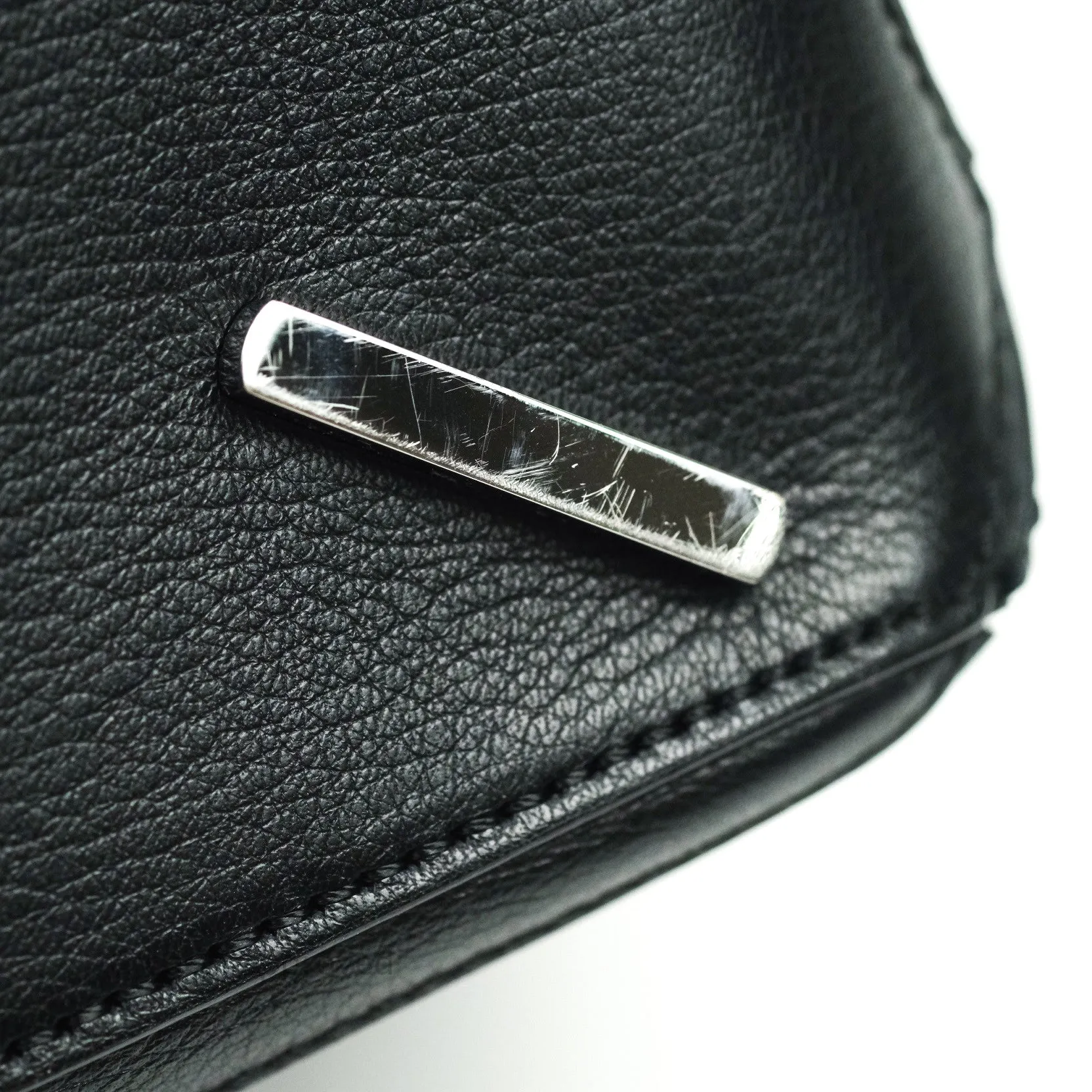 Loewe Puzzle Small Black Calfskin Silver Hardware