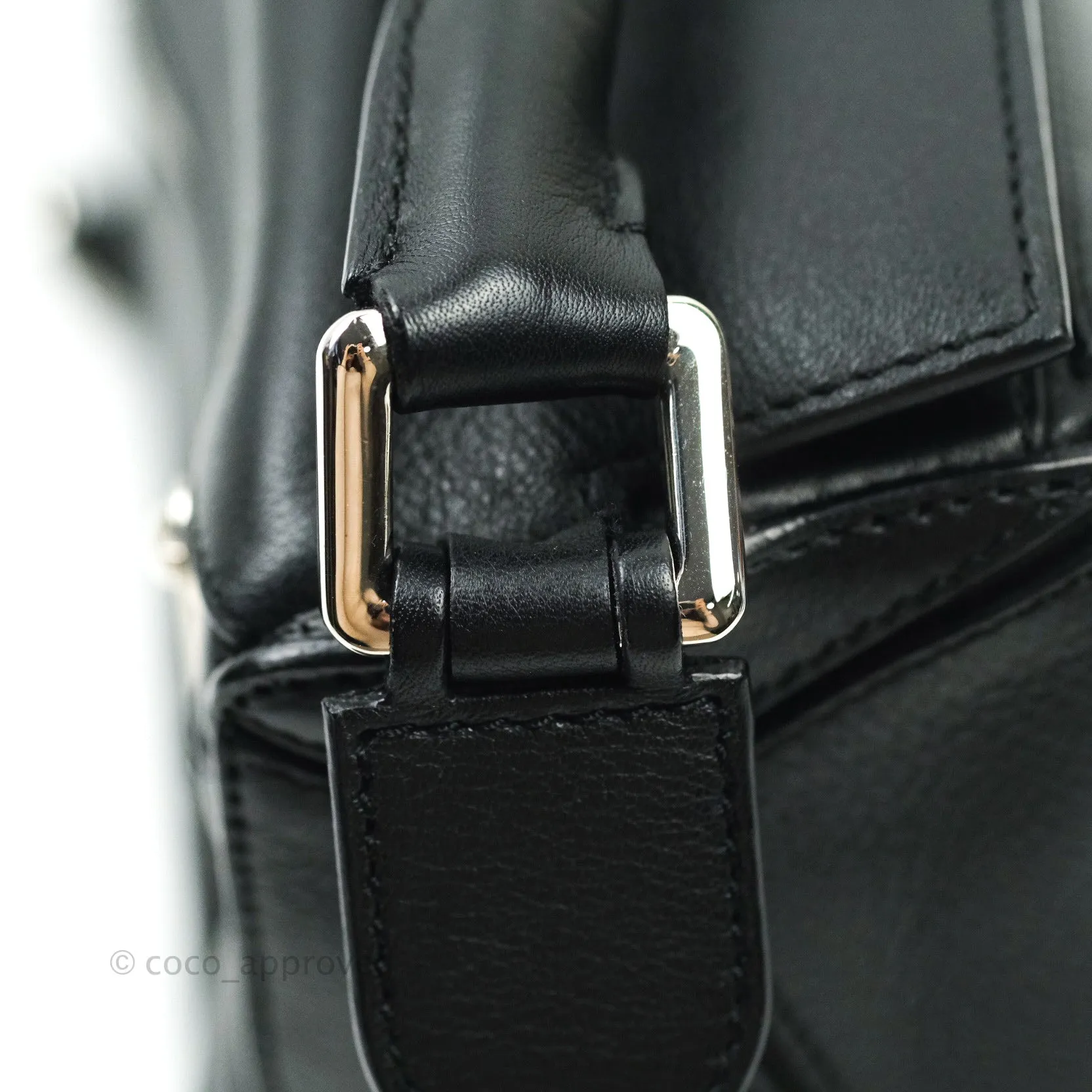 Loewe Puzzle Small Black Calfskin Silver Hardware