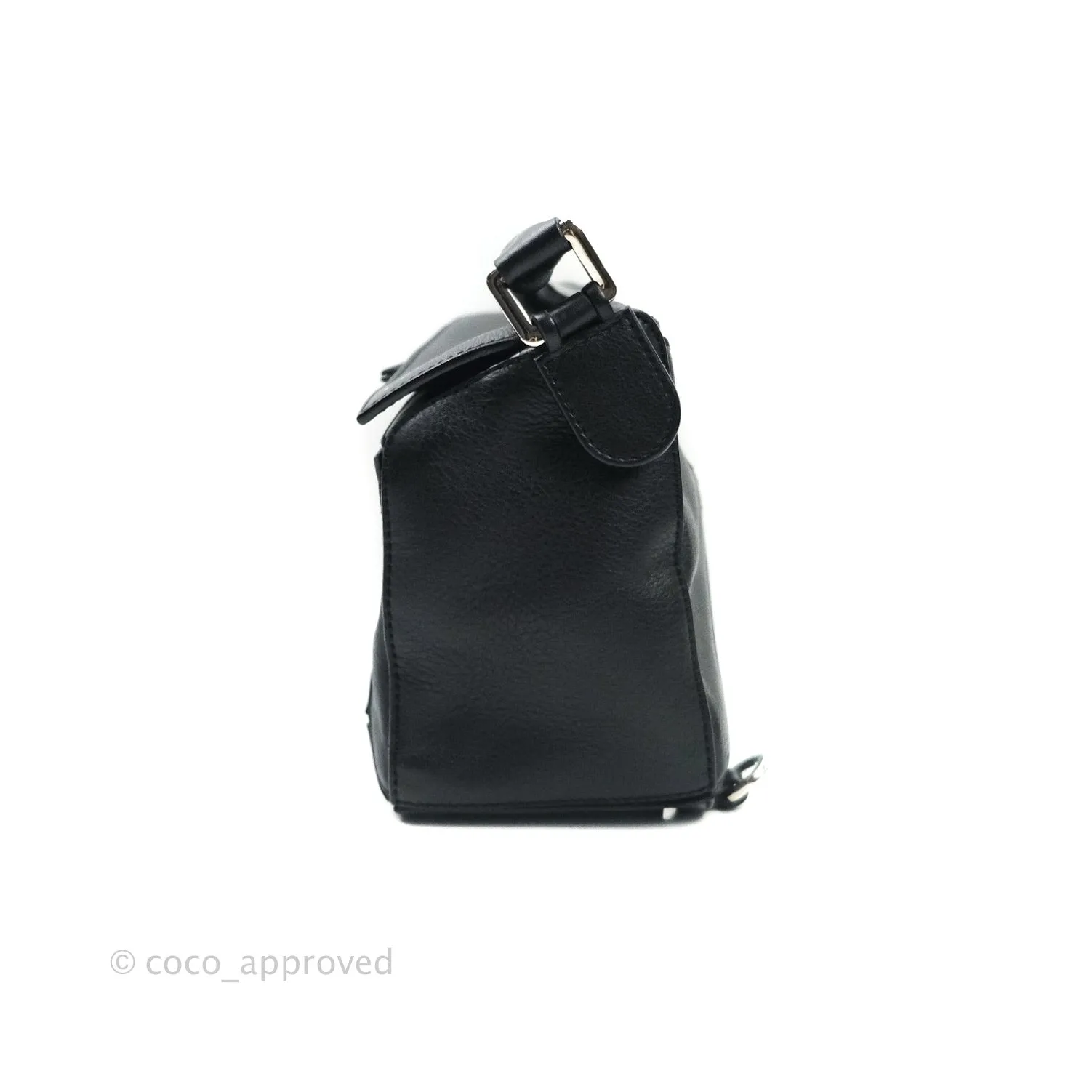 Loewe Puzzle Small Black Calfskin Silver Hardware