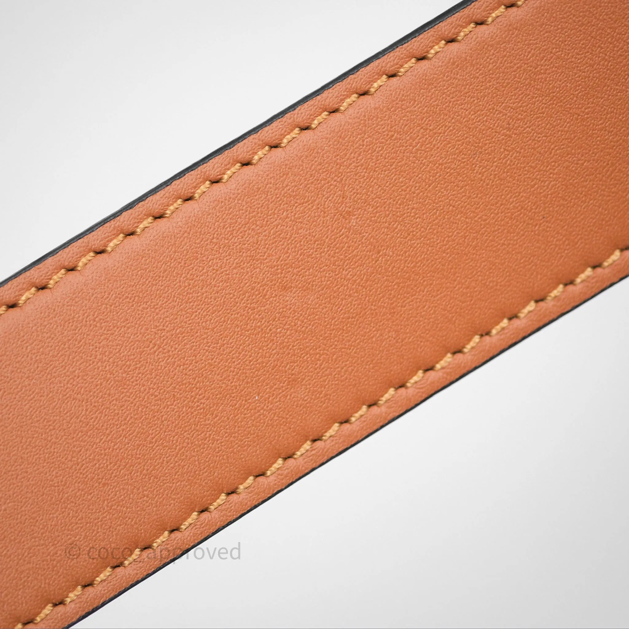 Loewe Reversible Anagram Belt in Smooth Calfskin Tan/ Black Gold Hardware Size 85