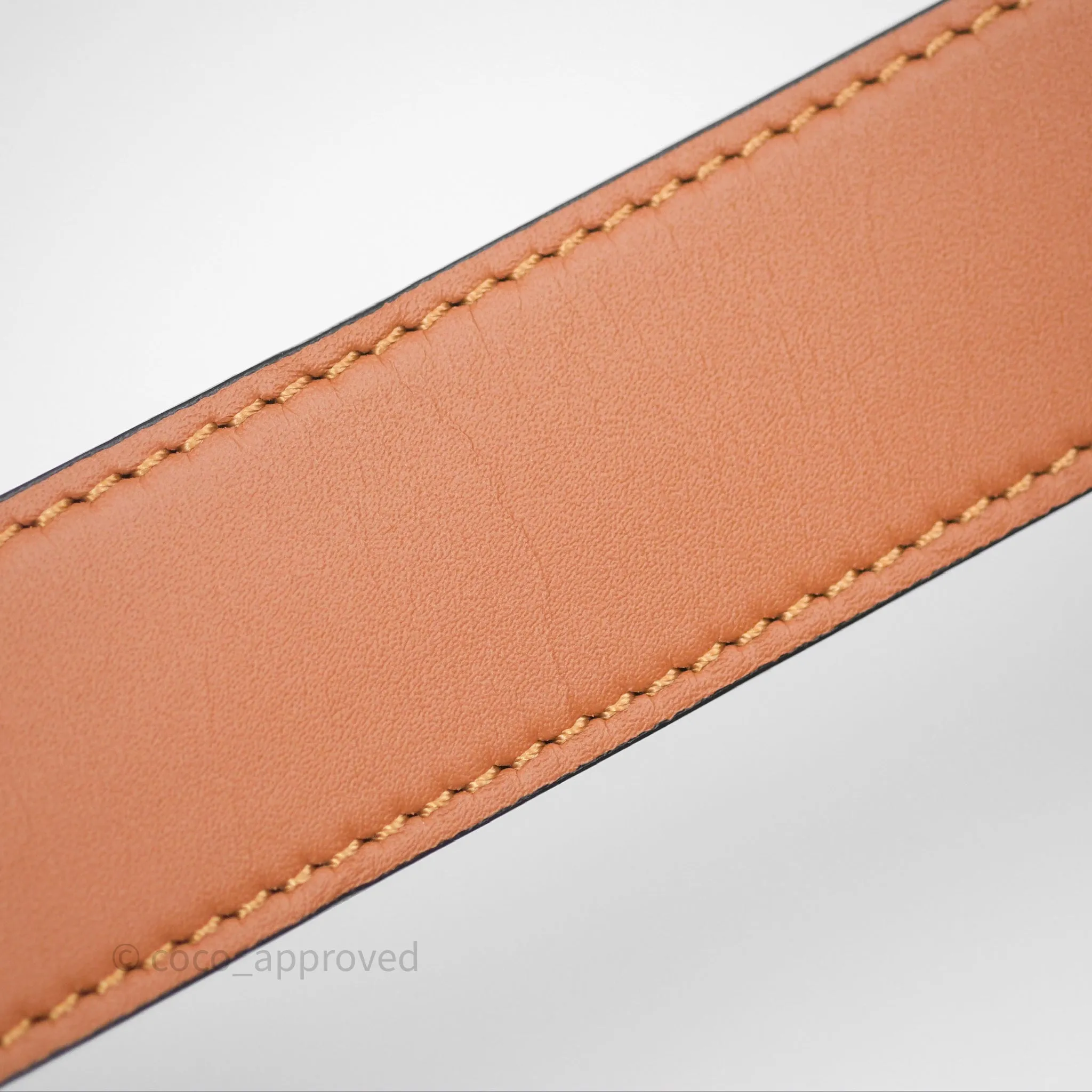 Loewe Reversible Anagram Belt in Smooth Calfskin Tan/ Black Gold Hardware Size 85