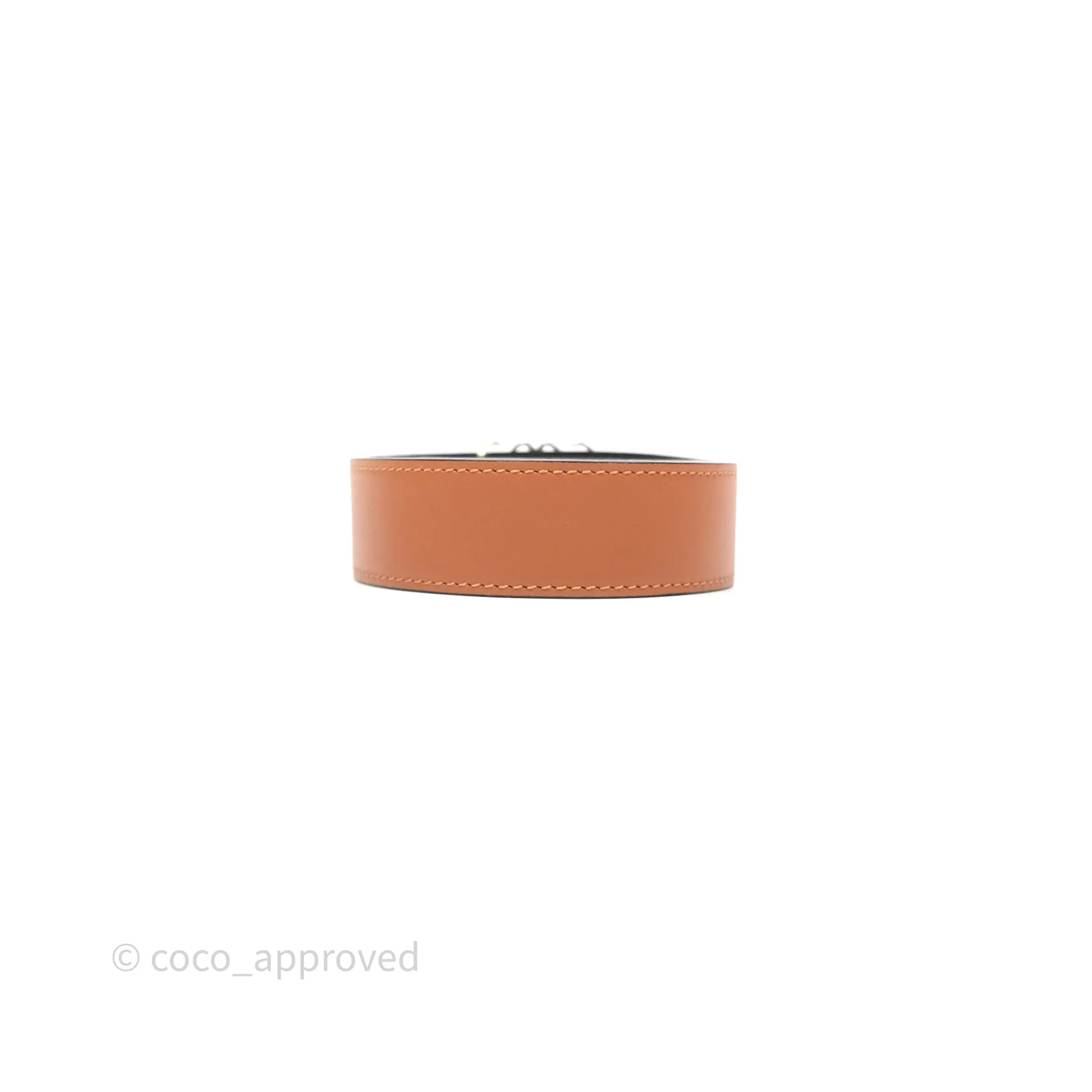Loewe Reversible Anagram Belt in Smooth Calfskin Tan/ Black Gold Hardware Size 85