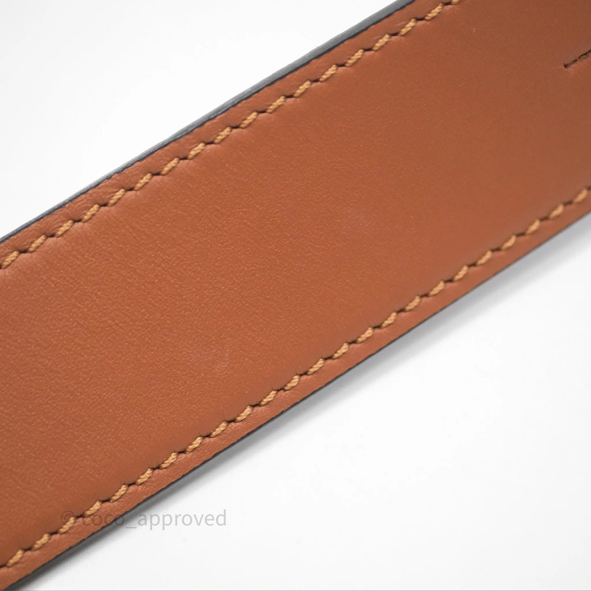 Loewe Reversible Anagram Belt in Smooth Calfskin Tan/ Black Gold Hardware Size 85