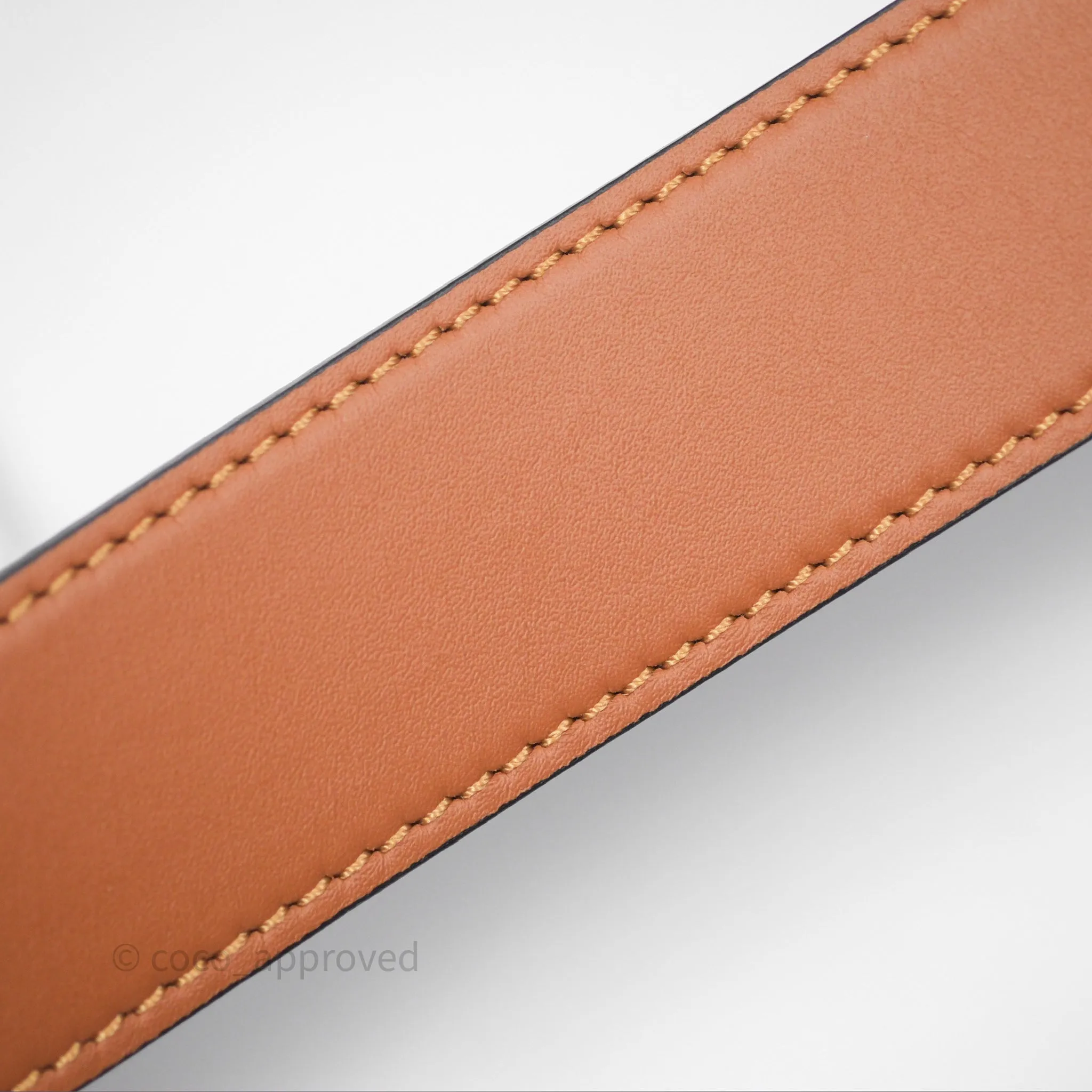 Loewe Reversible Anagram Belt in Smooth Calfskin Tan/ Black Gold Hardware Size 85