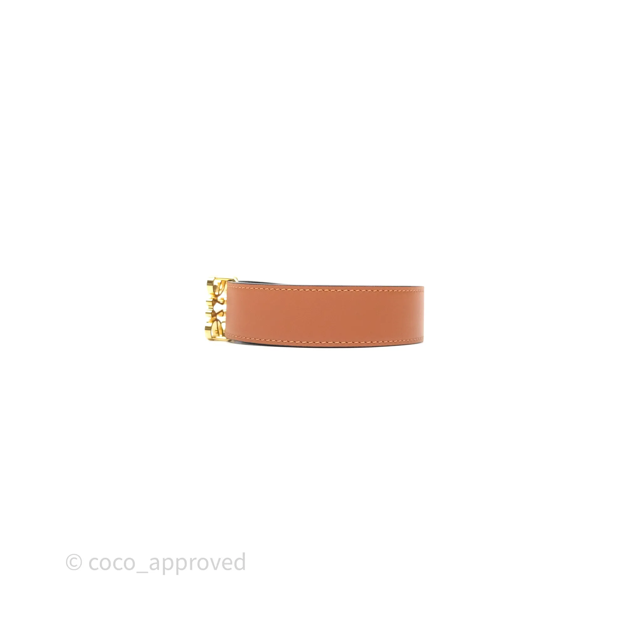 Loewe Reversible Anagram Belt in Smooth Calfskin Tan/ Black Gold Hardware Size 85