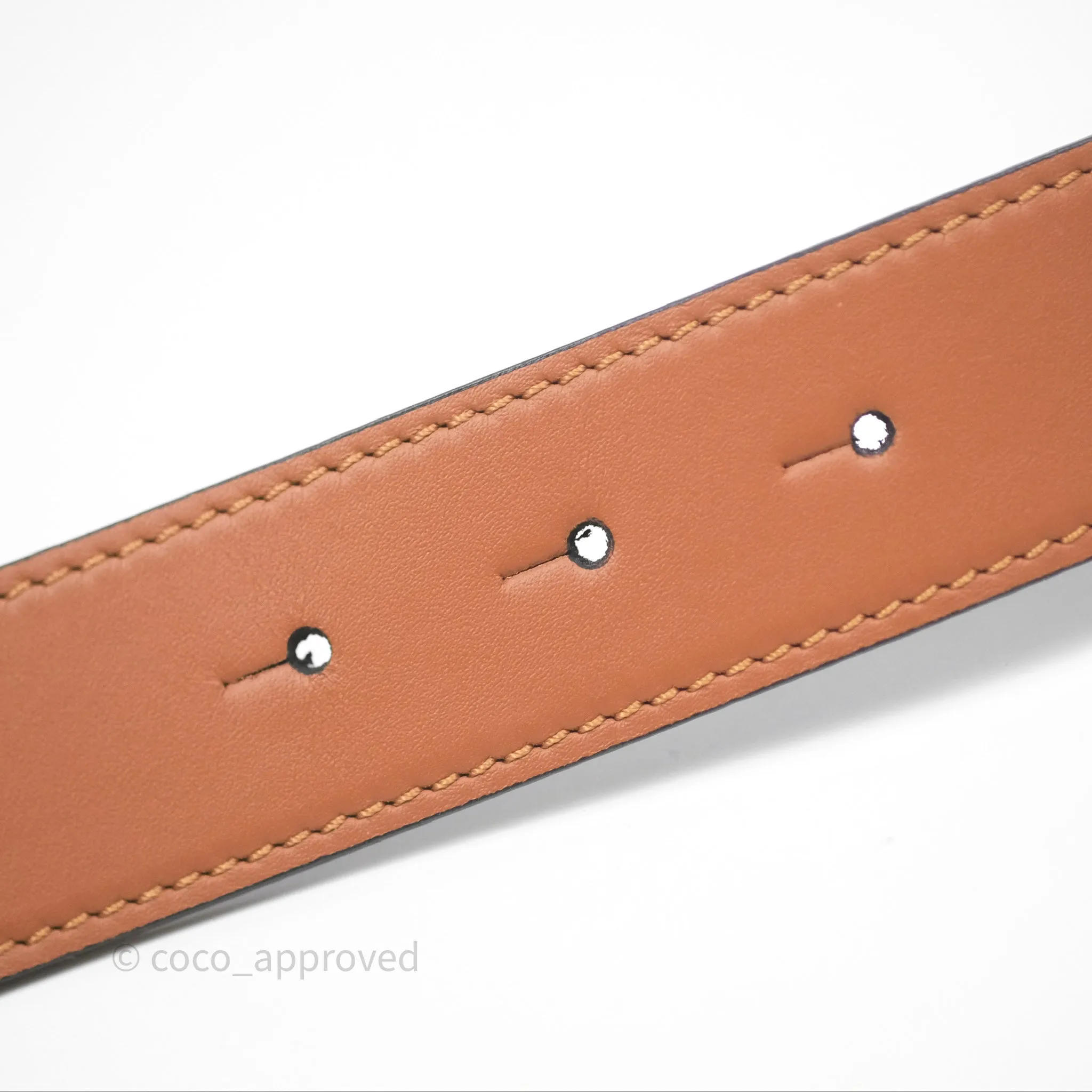 Loewe Reversible Anagram Belt in Smooth Calfskin Tan/ Black Gold Hardware Size 85