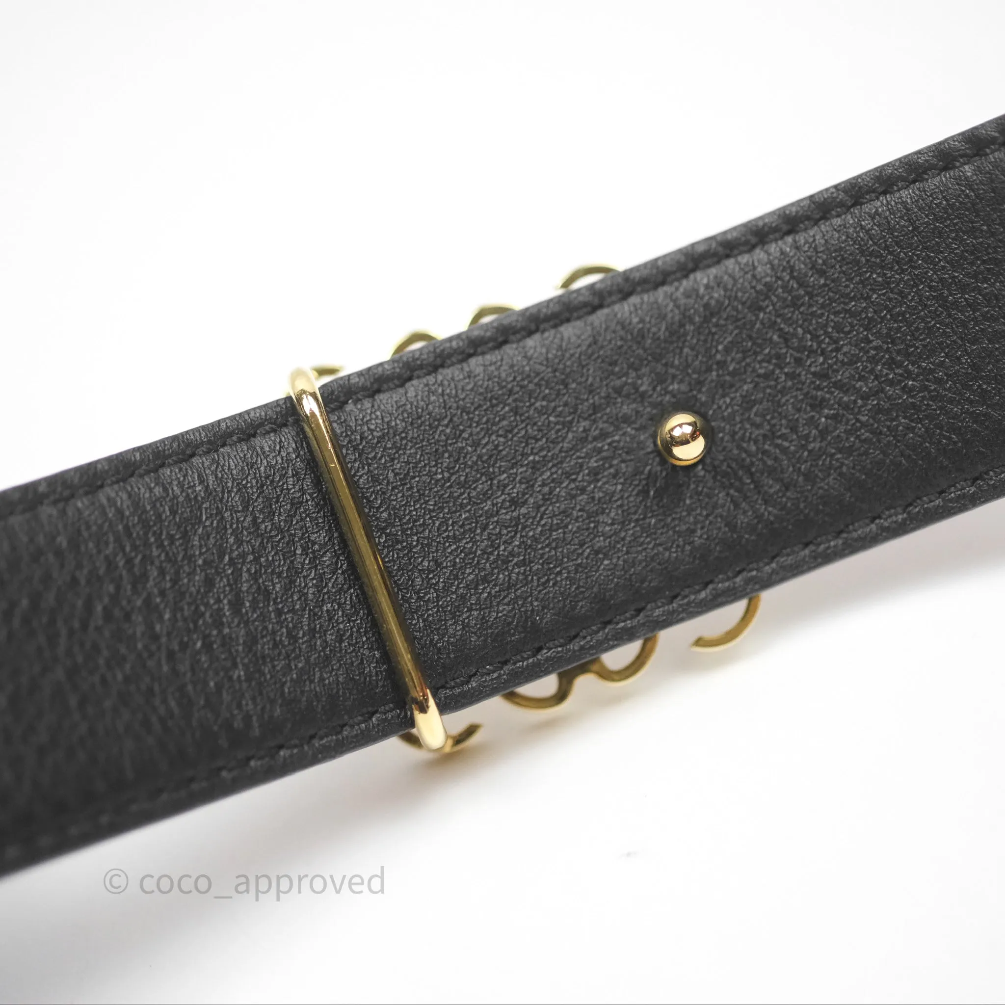 Loewe Reversible Anagram Belt in Smooth Calfskin Tan/ Black Gold Hardware Size 85