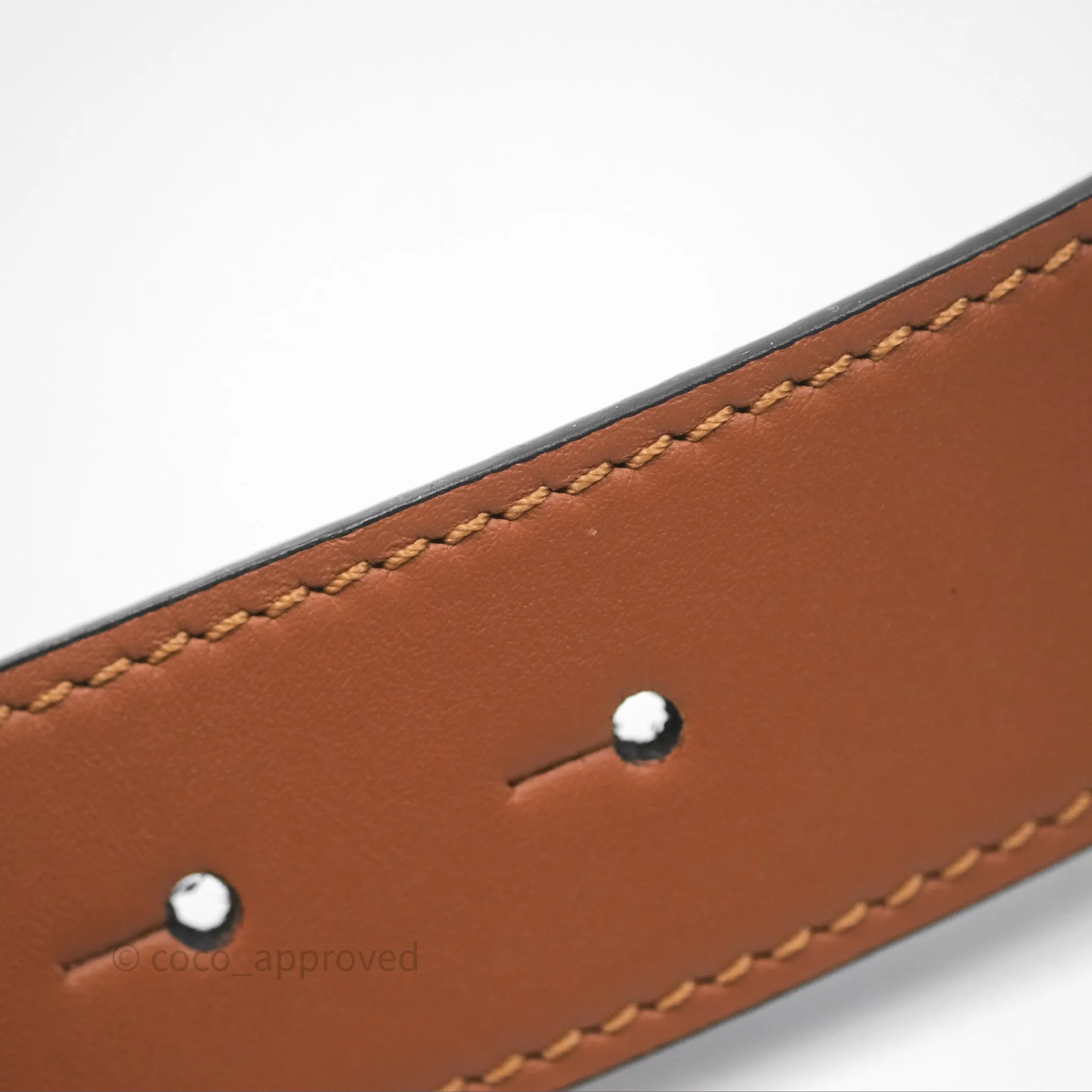 Loewe Reversible Anagram Belt in Smooth Calfskin Tan/ Black Gold Hardware Size 85