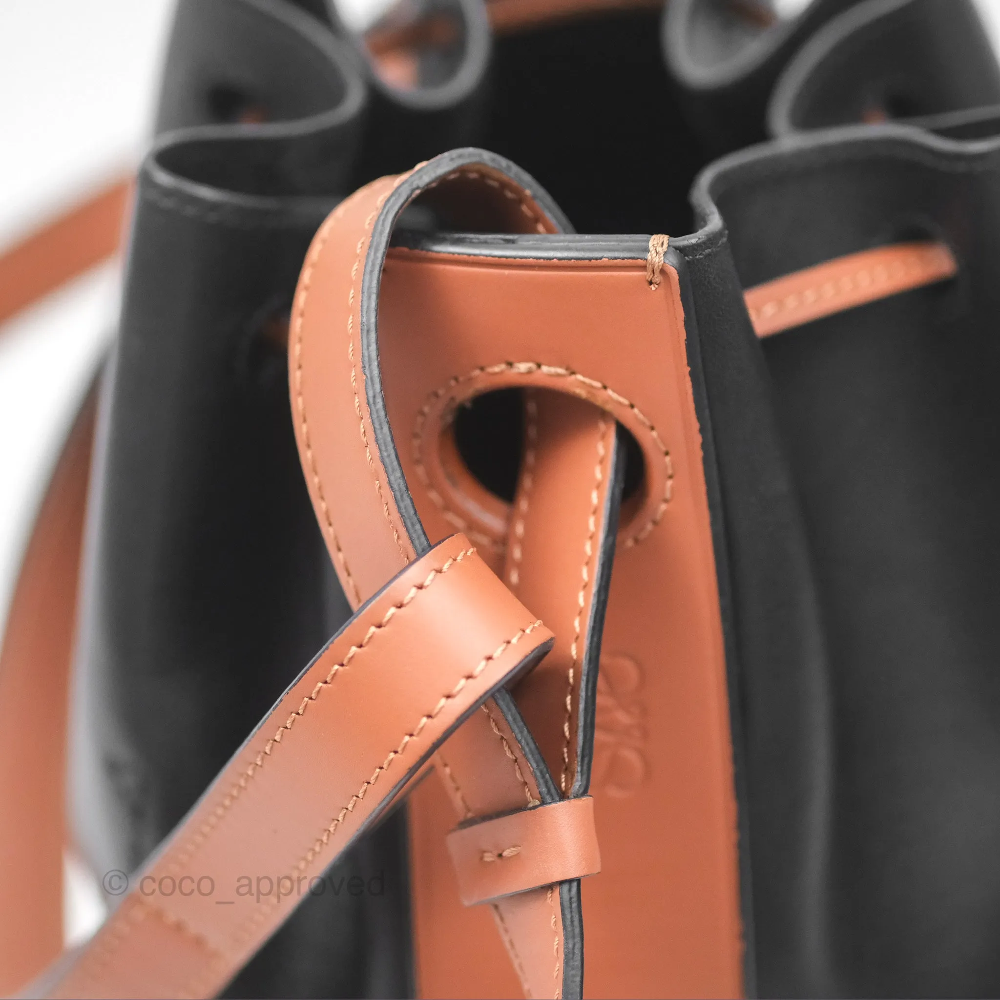 Loewe Small Balloon Bucket Bag Black Tan Calfskin