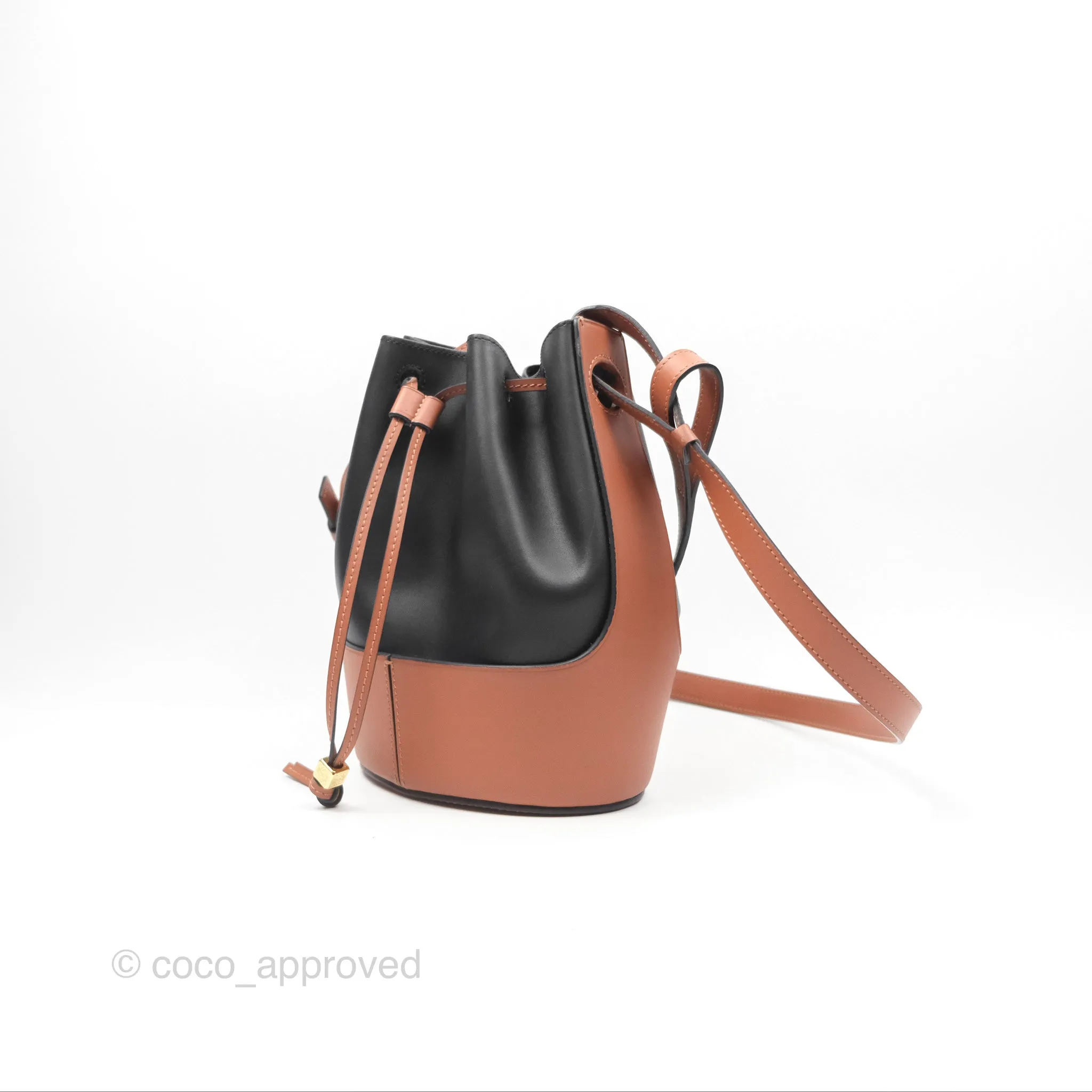 Loewe Small Balloon Bucket Bag Black Tan Calfskin