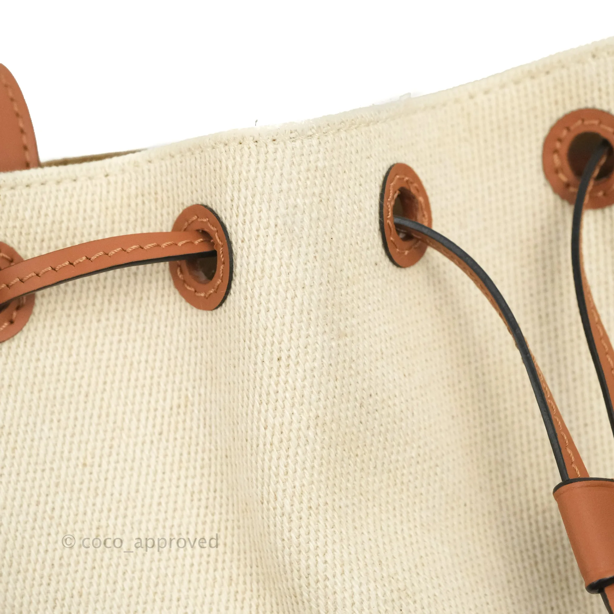 Loewe Small Balloon Bucket Bag Canvas Tan Calfskin