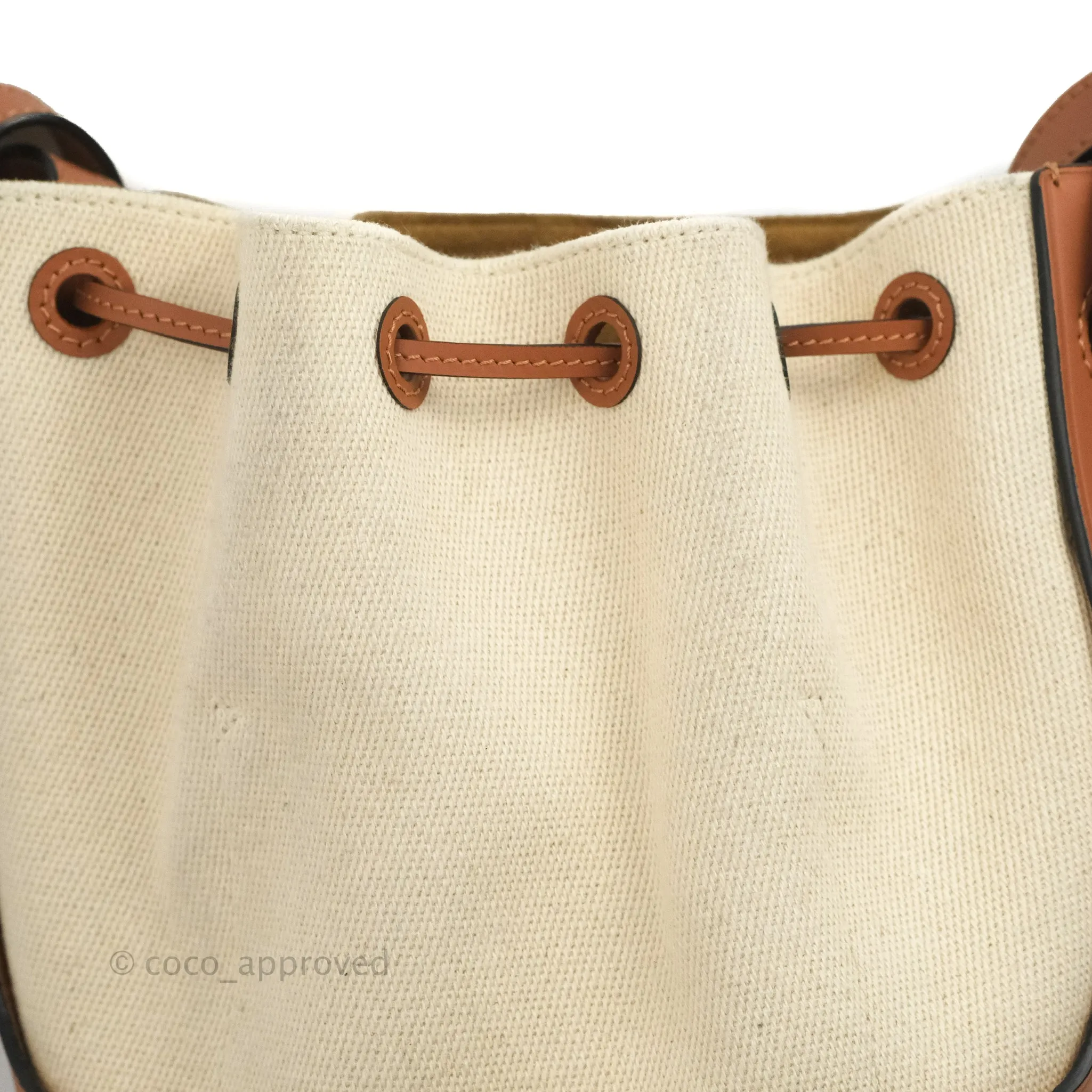 Loewe Small Balloon Bucket Bag Canvas Tan Calfskin