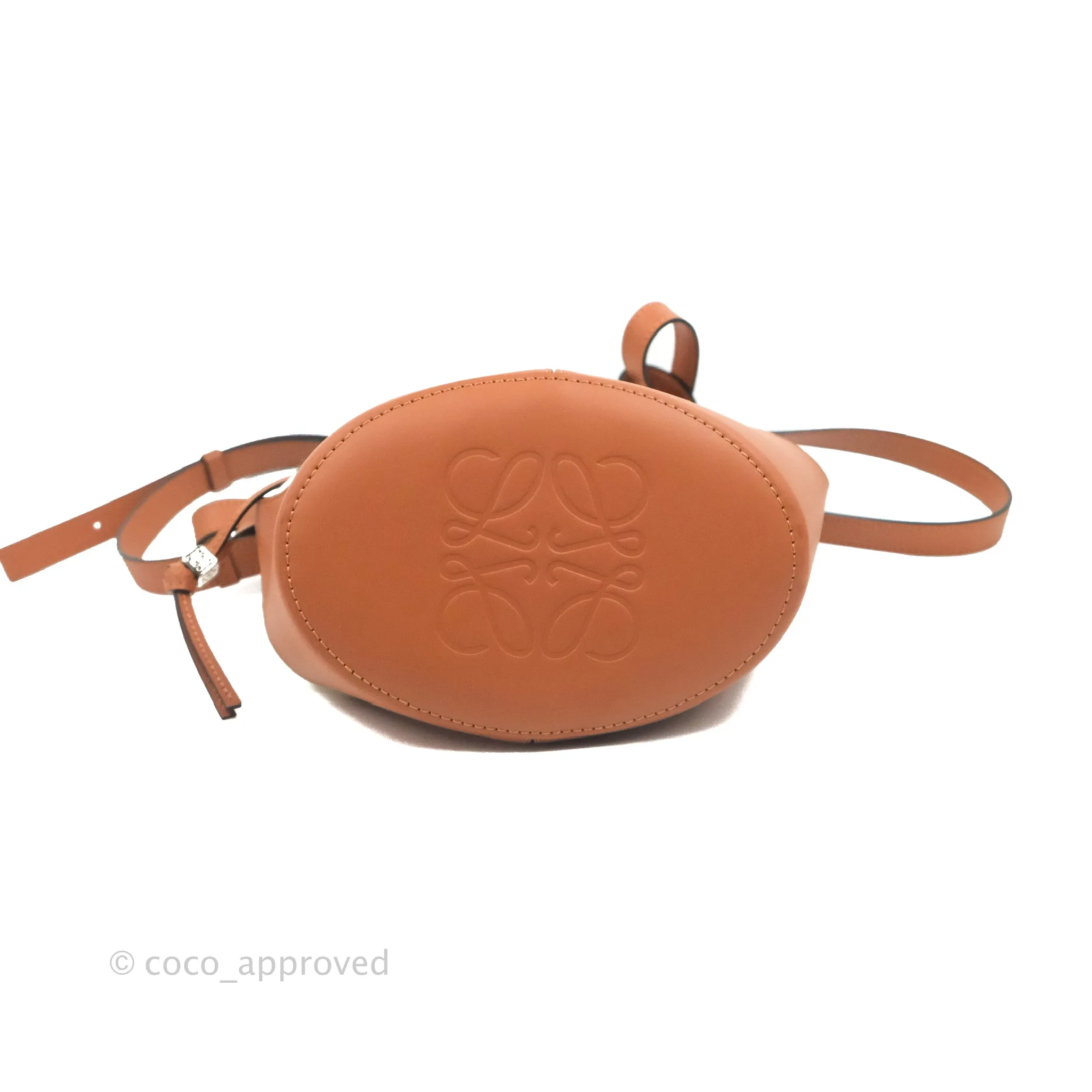 Loewe Small Balloon Bucket Bag Canvas Tan Calfskin