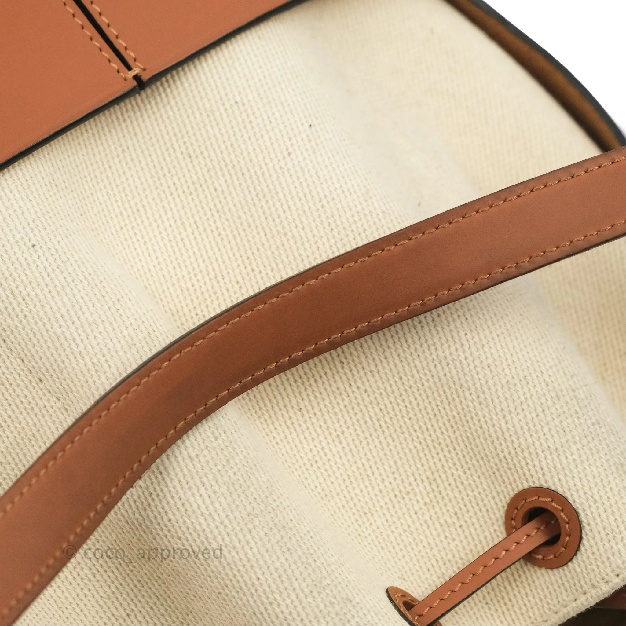 Loewe Small Balloon Bucket Bag Canvas Tan Calfskin