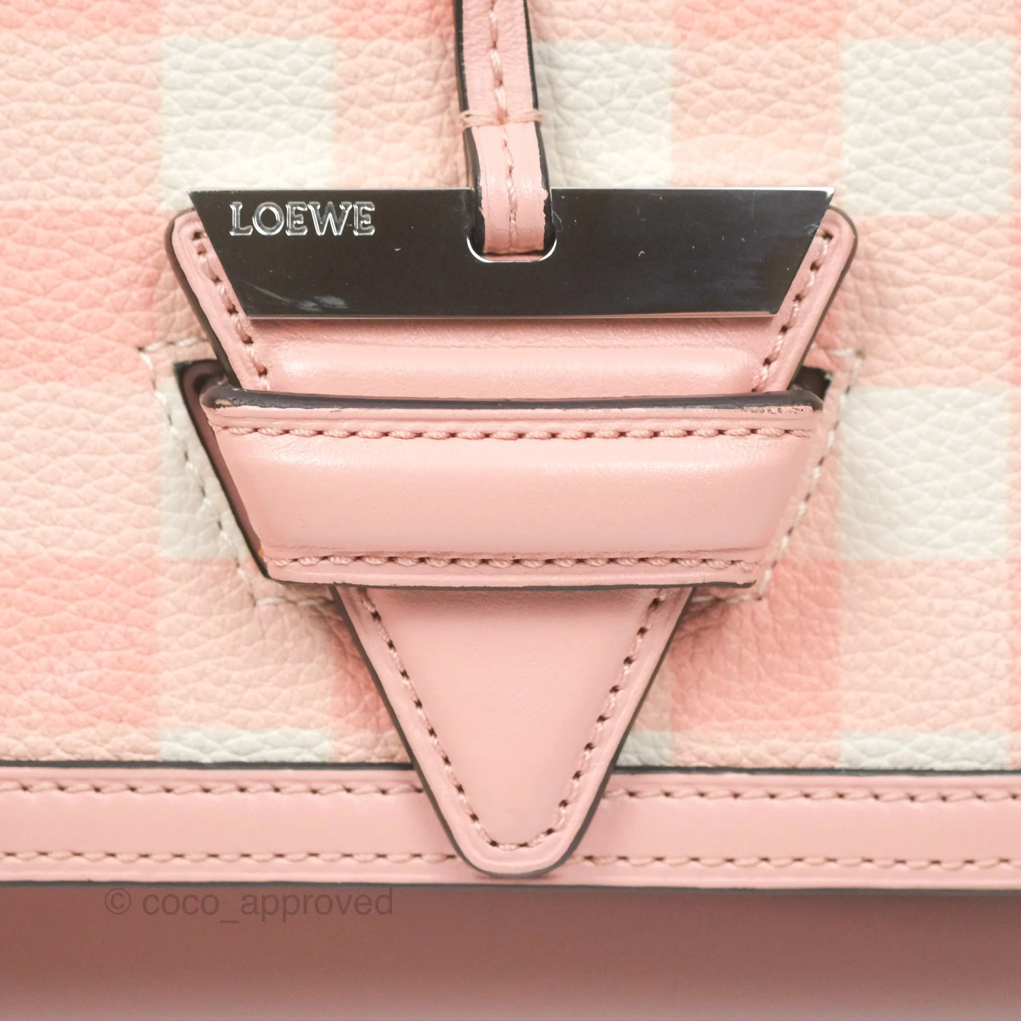 Loewe Small Barcelona Pink White Checkered Calfskin Silver Hardware