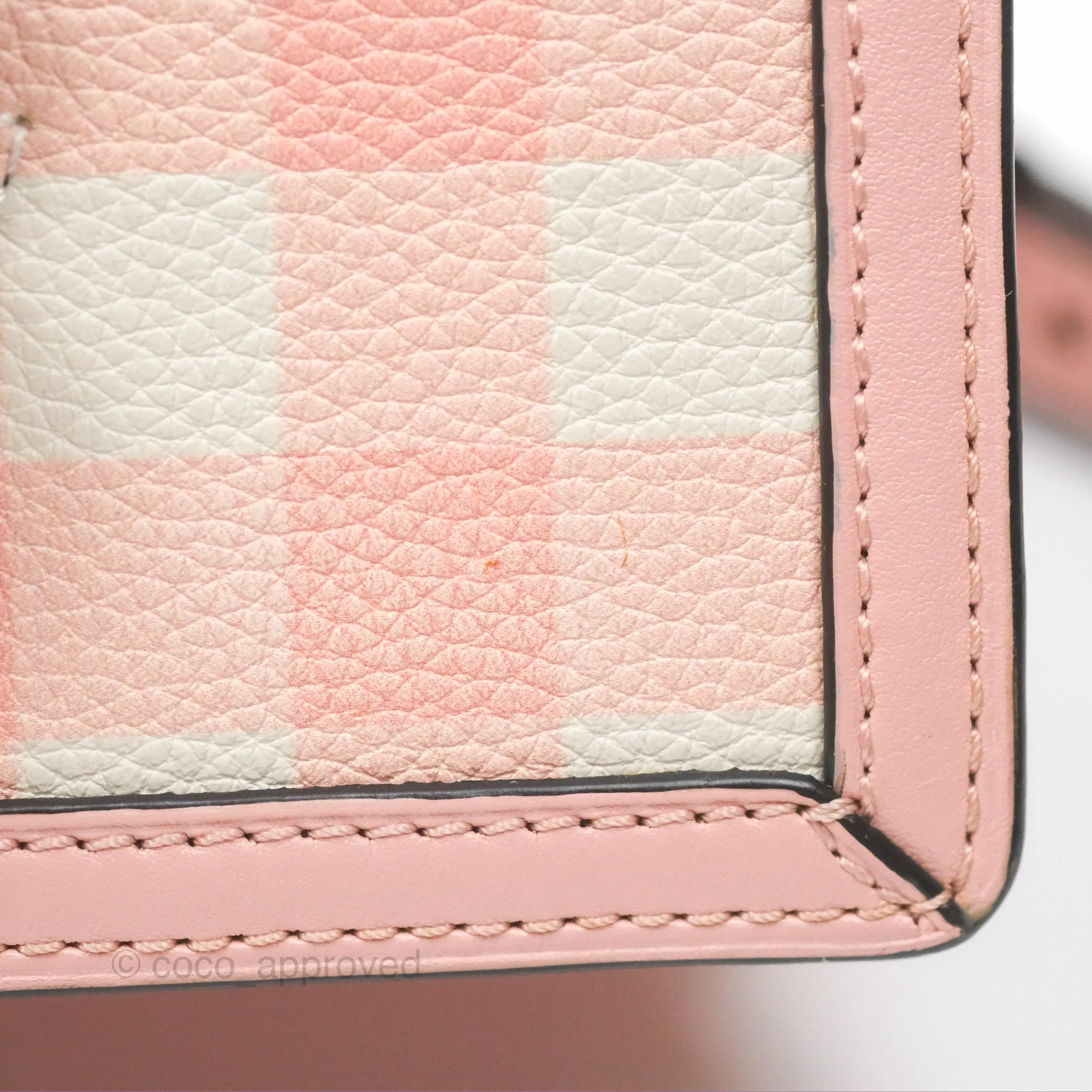 Loewe Small Barcelona Pink White Checkered Calfskin Silver Hardware