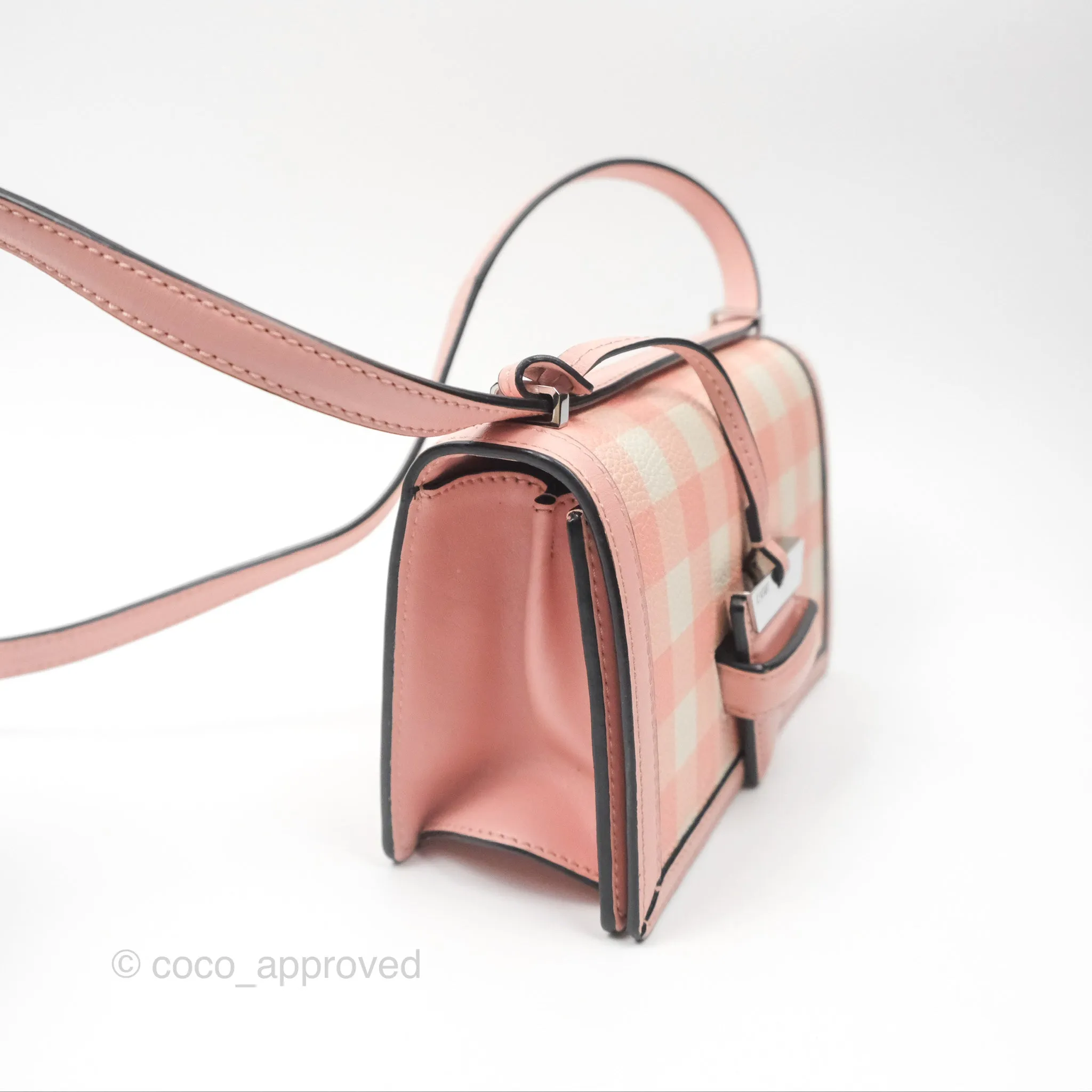 Loewe Small Barcelona Pink White Checkered Calfskin Silver Hardware