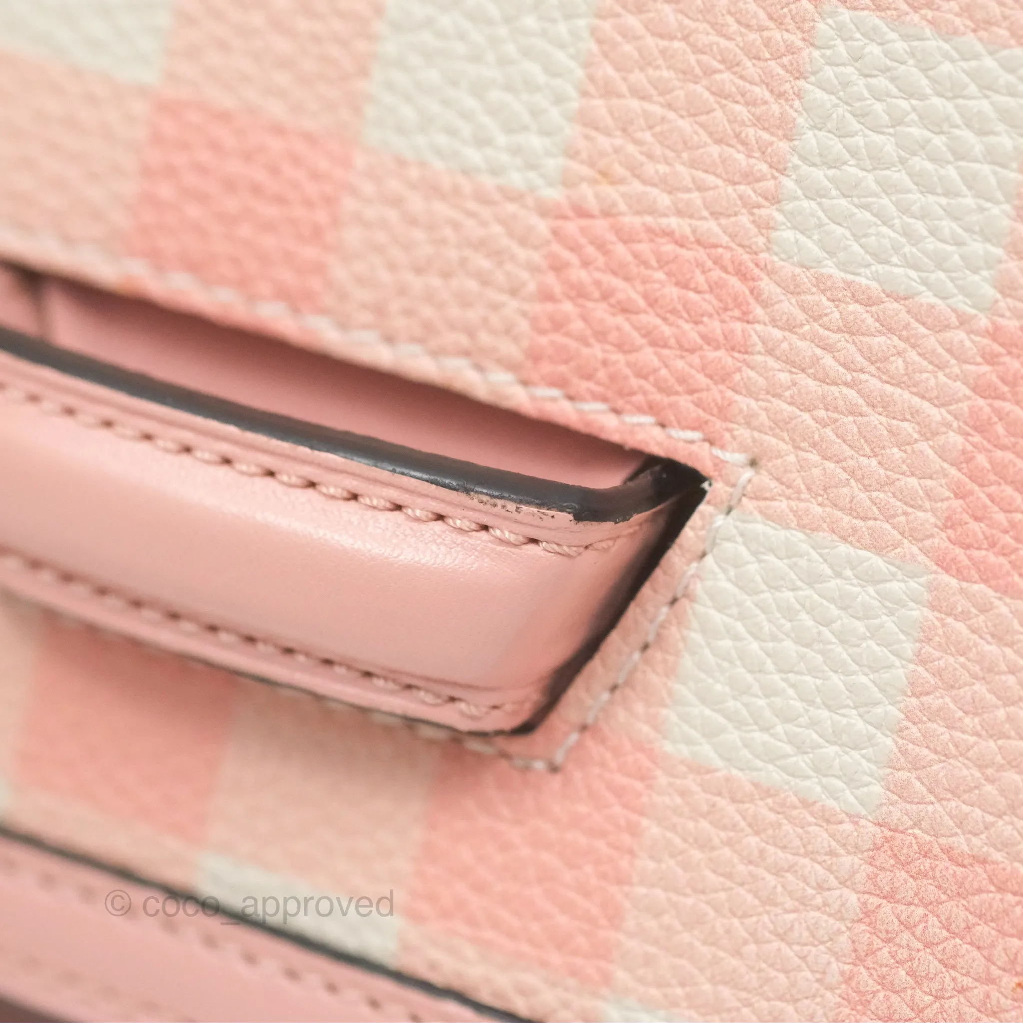 Loewe Small Barcelona Pink White Checkered Calfskin Silver Hardware