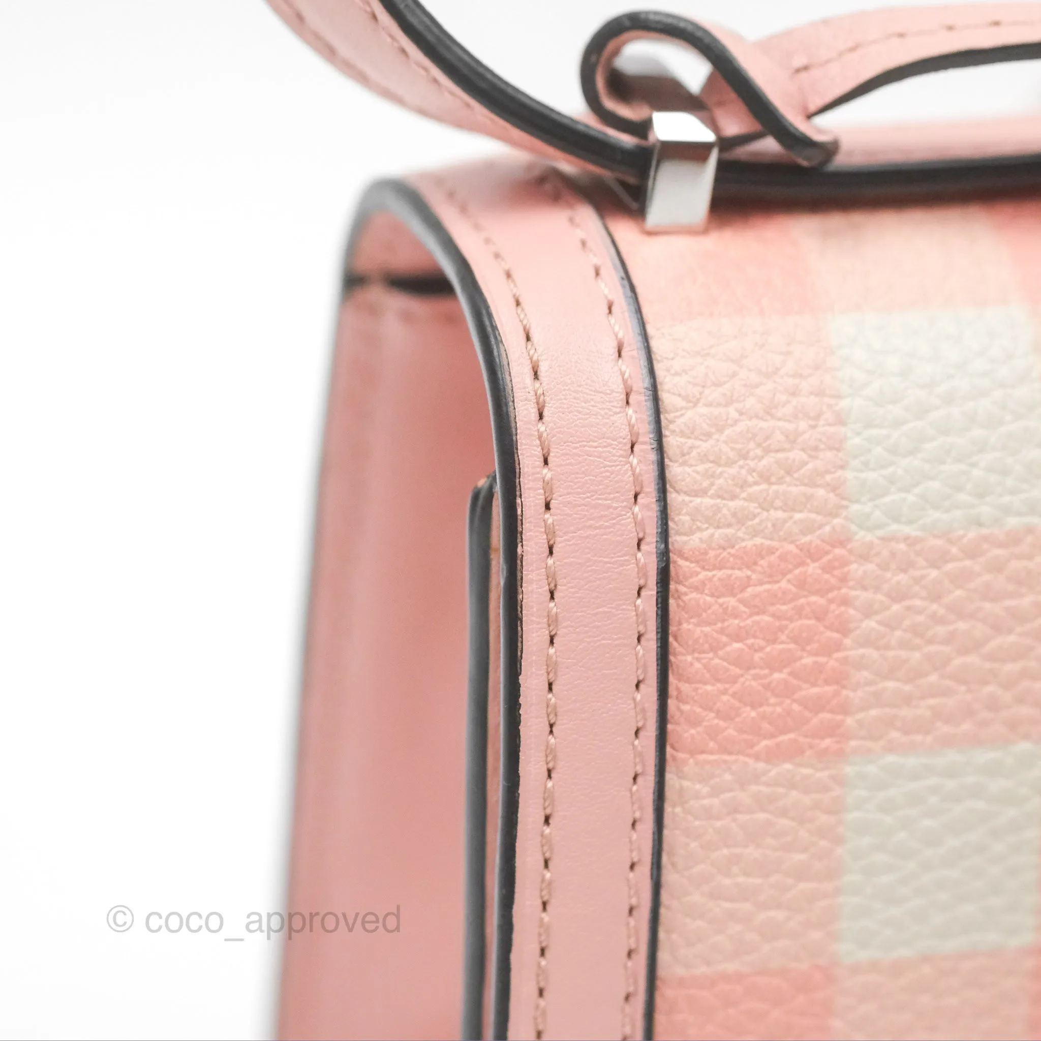 Loewe Small Barcelona Pink White Checkered Calfskin Silver Hardware