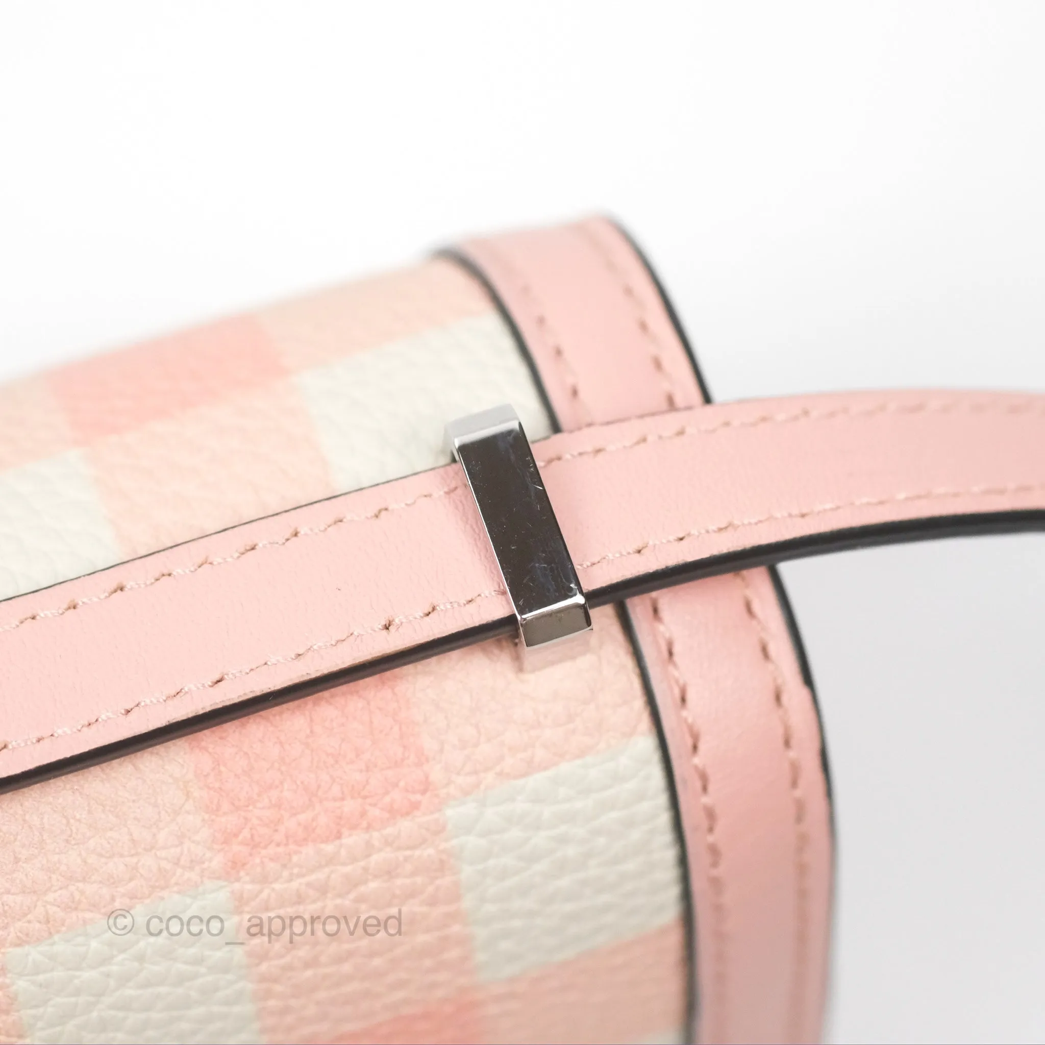 Loewe Small Barcelona Pink White Checkered Calfskin Silver Hardware