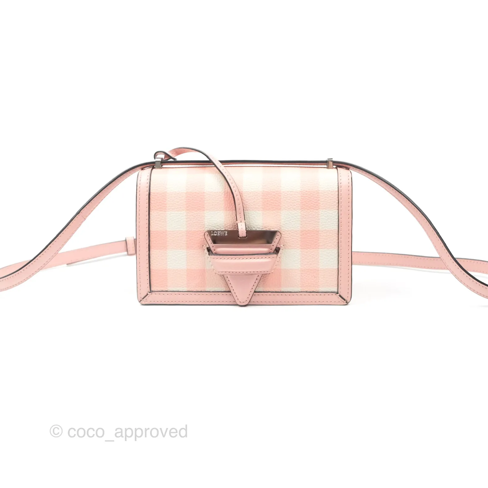 Loewe Small Barcelona Pink White Checkered Calfskin Silver Hardware