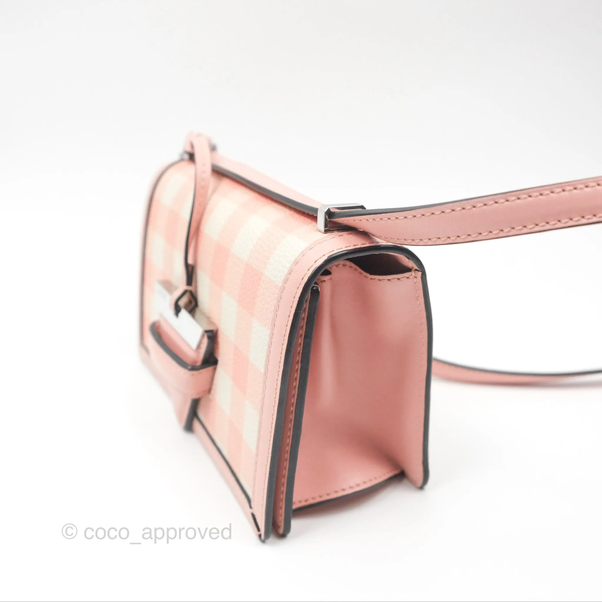 Loewe Small Barcelona Pink White Checkered Calfskin Silver Hardware