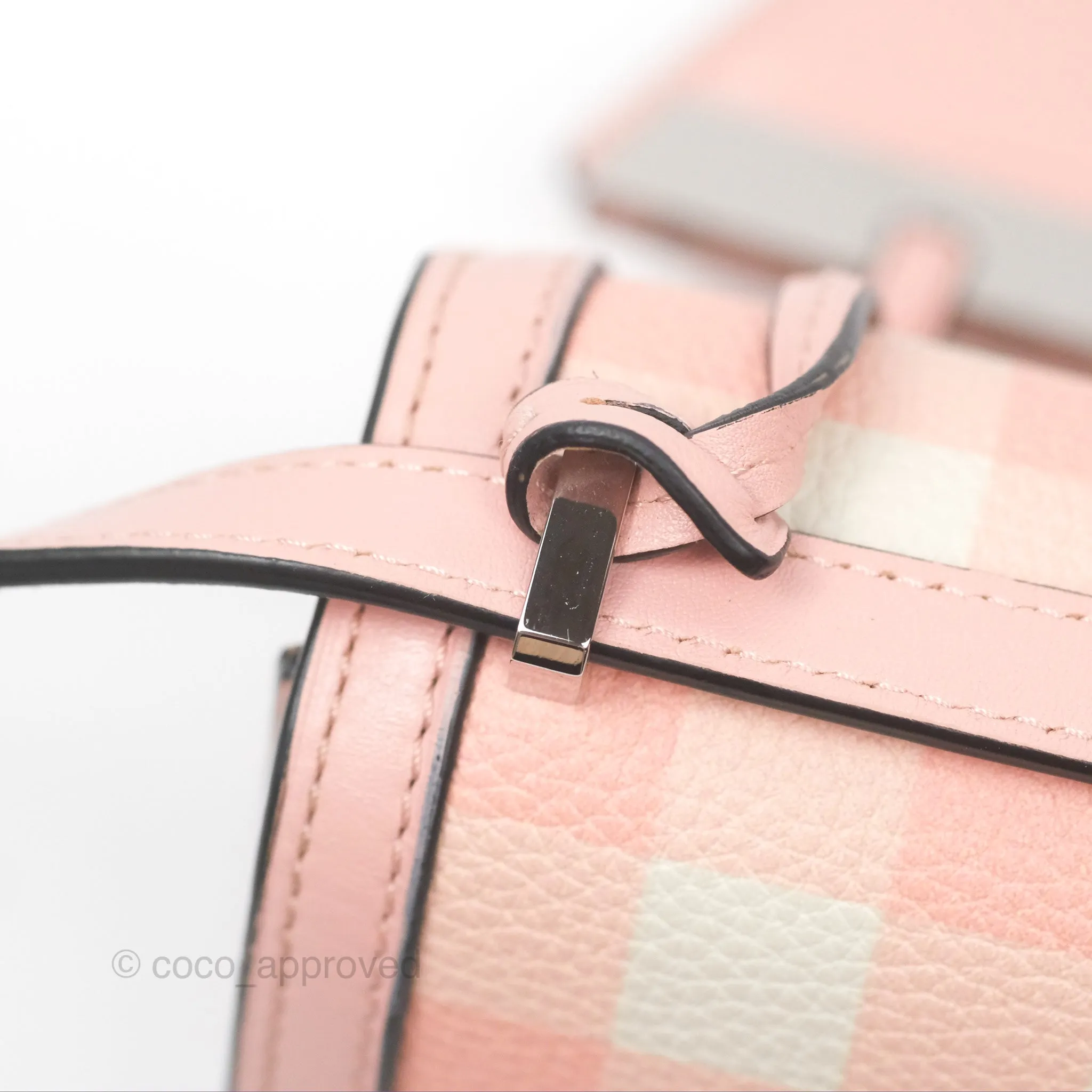 Loewe Small Barcelona Pink White Checkered Calfskin Silver Hardware