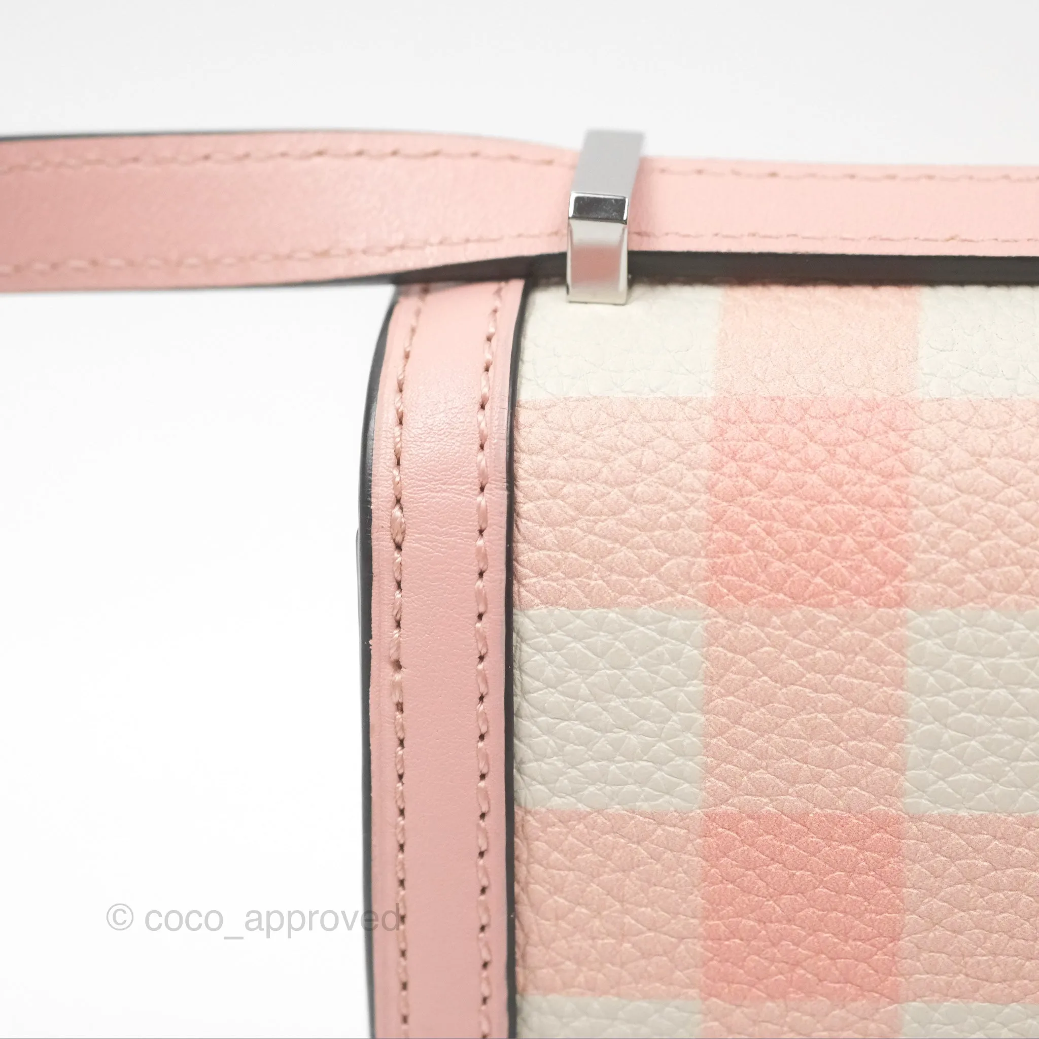 Loewe Small Barcelona Pink White Checkered Calfskin Silver Hardware