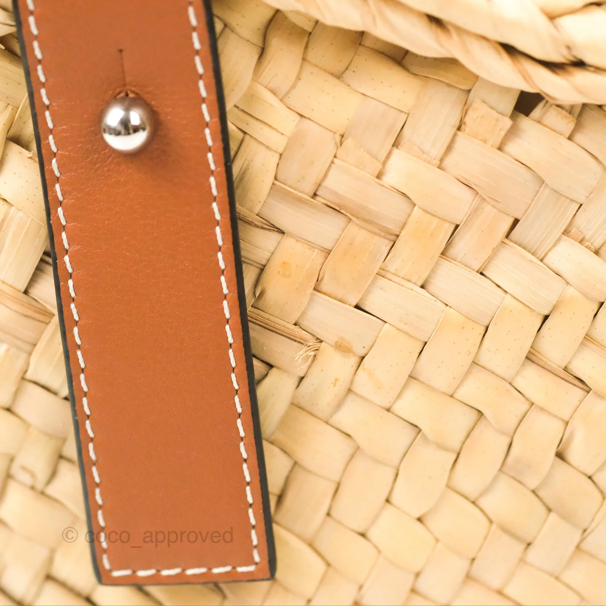 Loewe Small Basket Bag Natural Palm Leaf Tan Calfskin