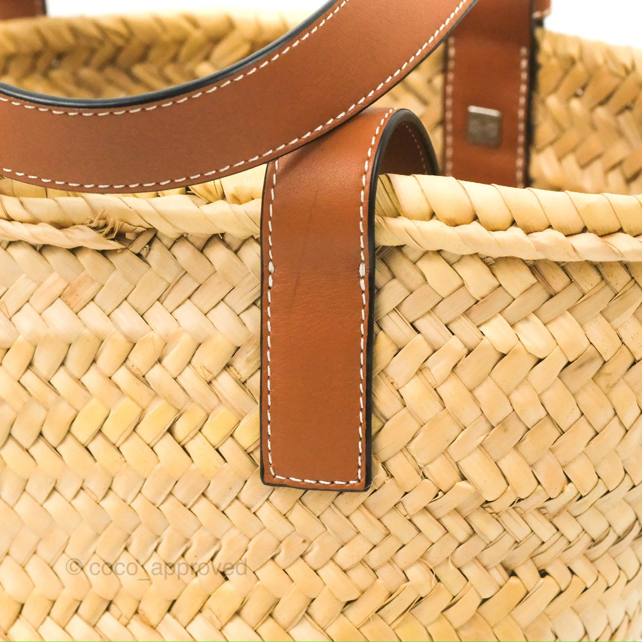 Loewe Small Basket Bag Natural Palm Leaf Tan Calfskin