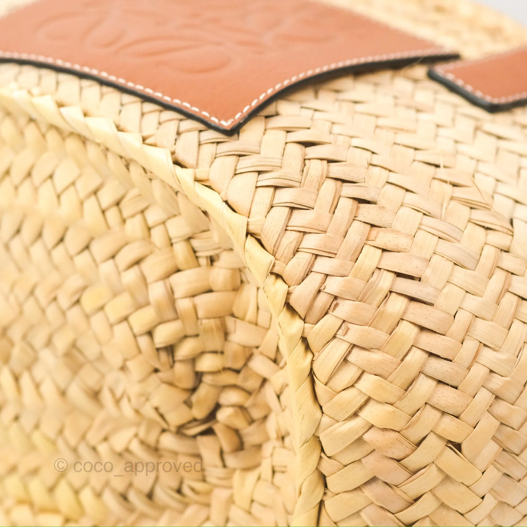 Loewe Small Basket Bag Natural Palm Leaf Tan Calfskin