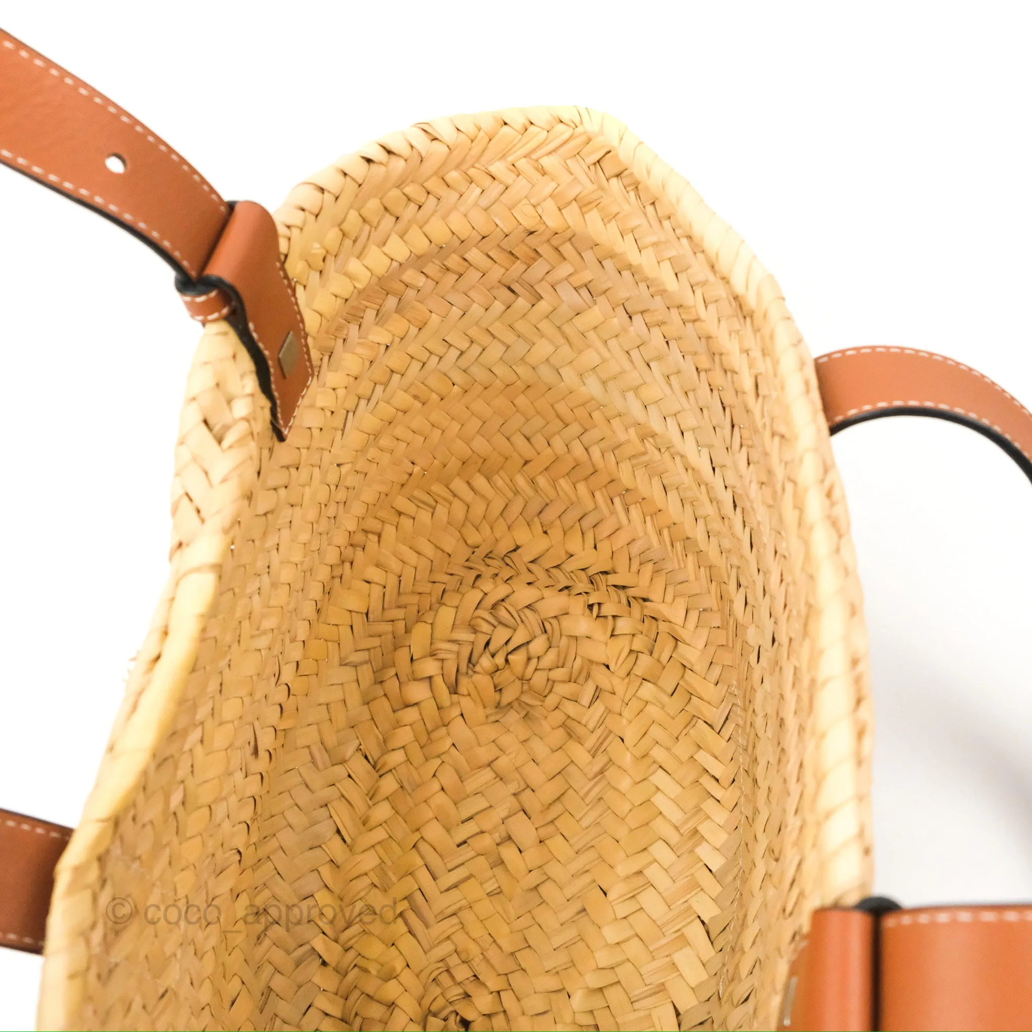 Loewe Small Basket Bag Natural Palm Leaf Tan Calfskin