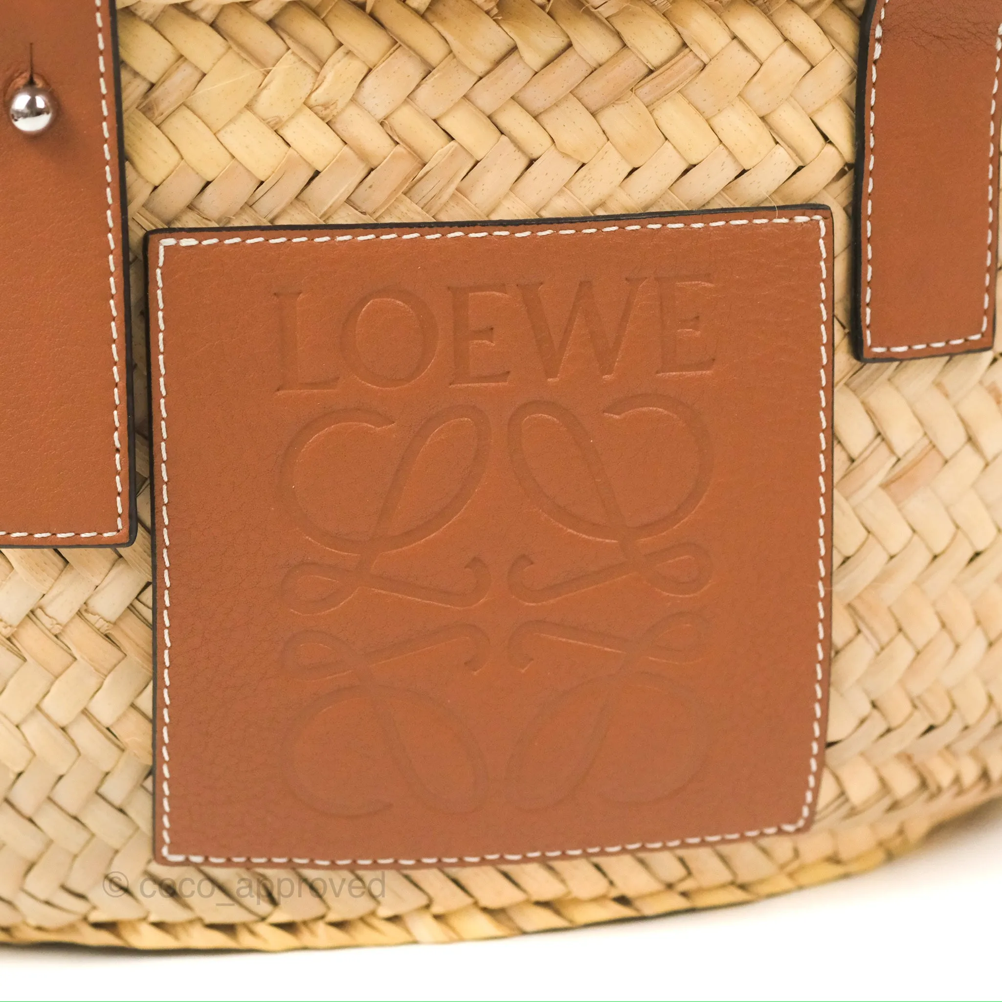 Loewe Small Basket Bag Natural Palm Leaf Tan Calfskin