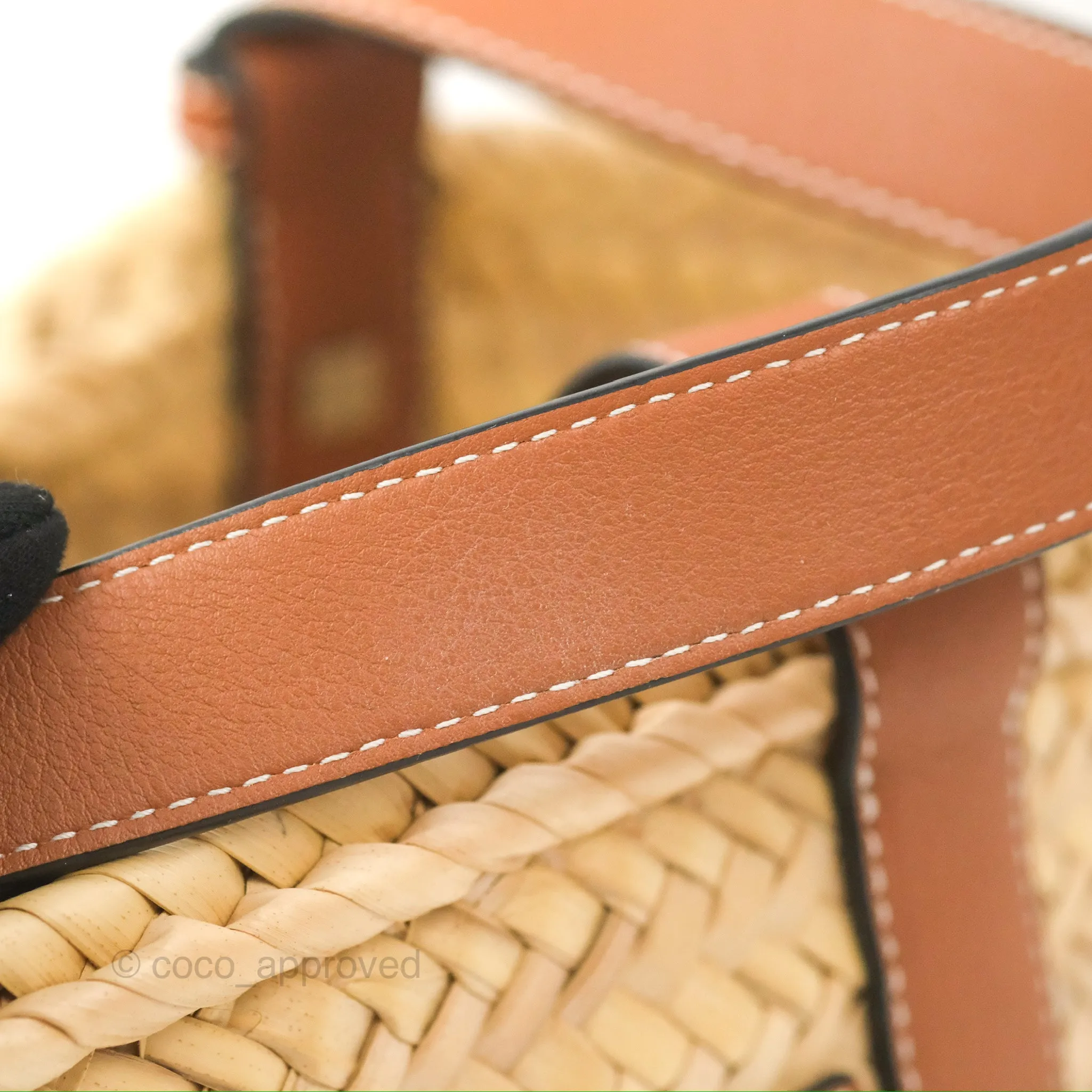 Loewe Small Basket Bag Natural Palm Leaf Tan Calfskin