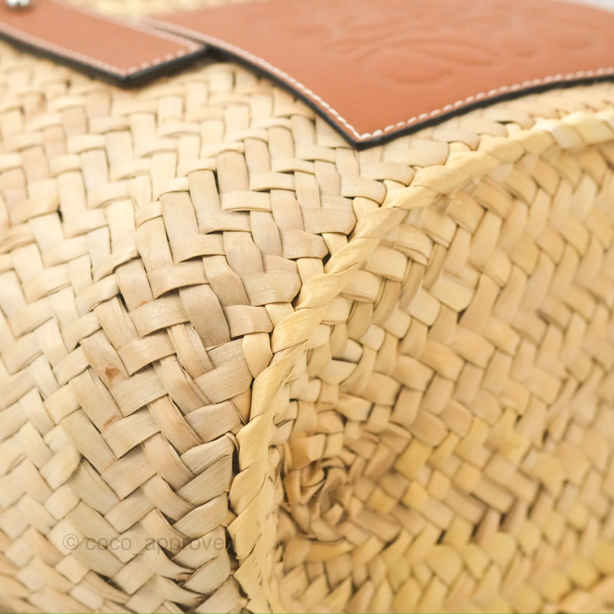 Loewe Small Basket Bag Natural Palm Leaf Tan Calfskin