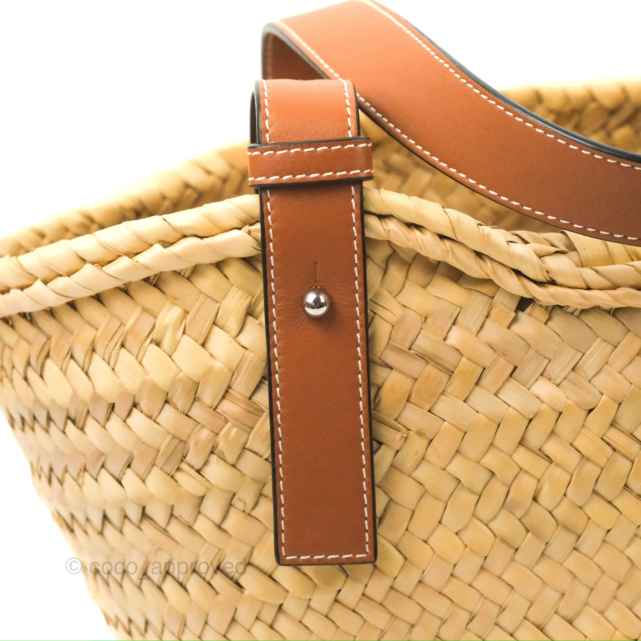 Loewe Small Basket Bag Natural Palm Leaf Tan Calfskin