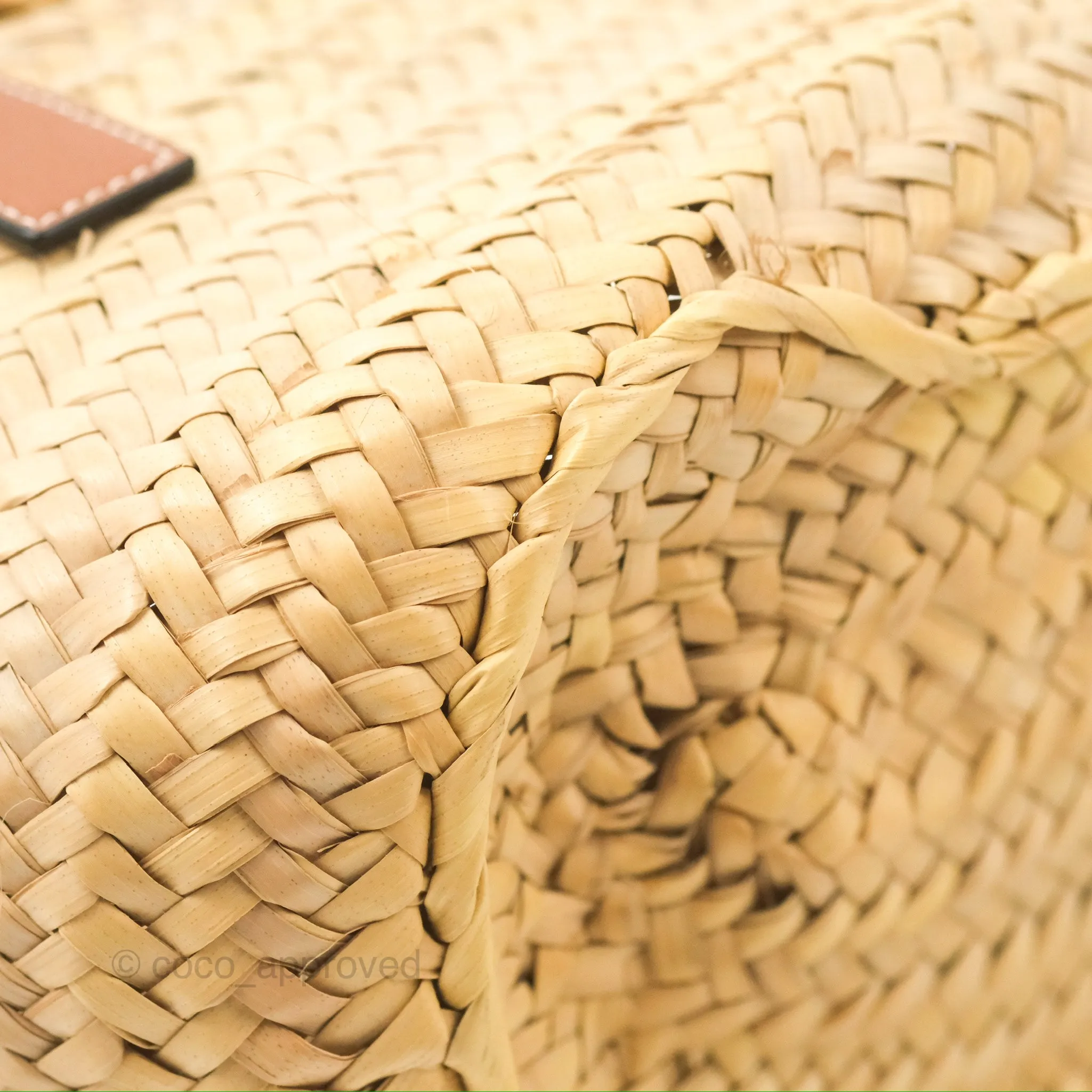 Loewe Small Basket Bag Natural Palm Leaf Tan Calfskin