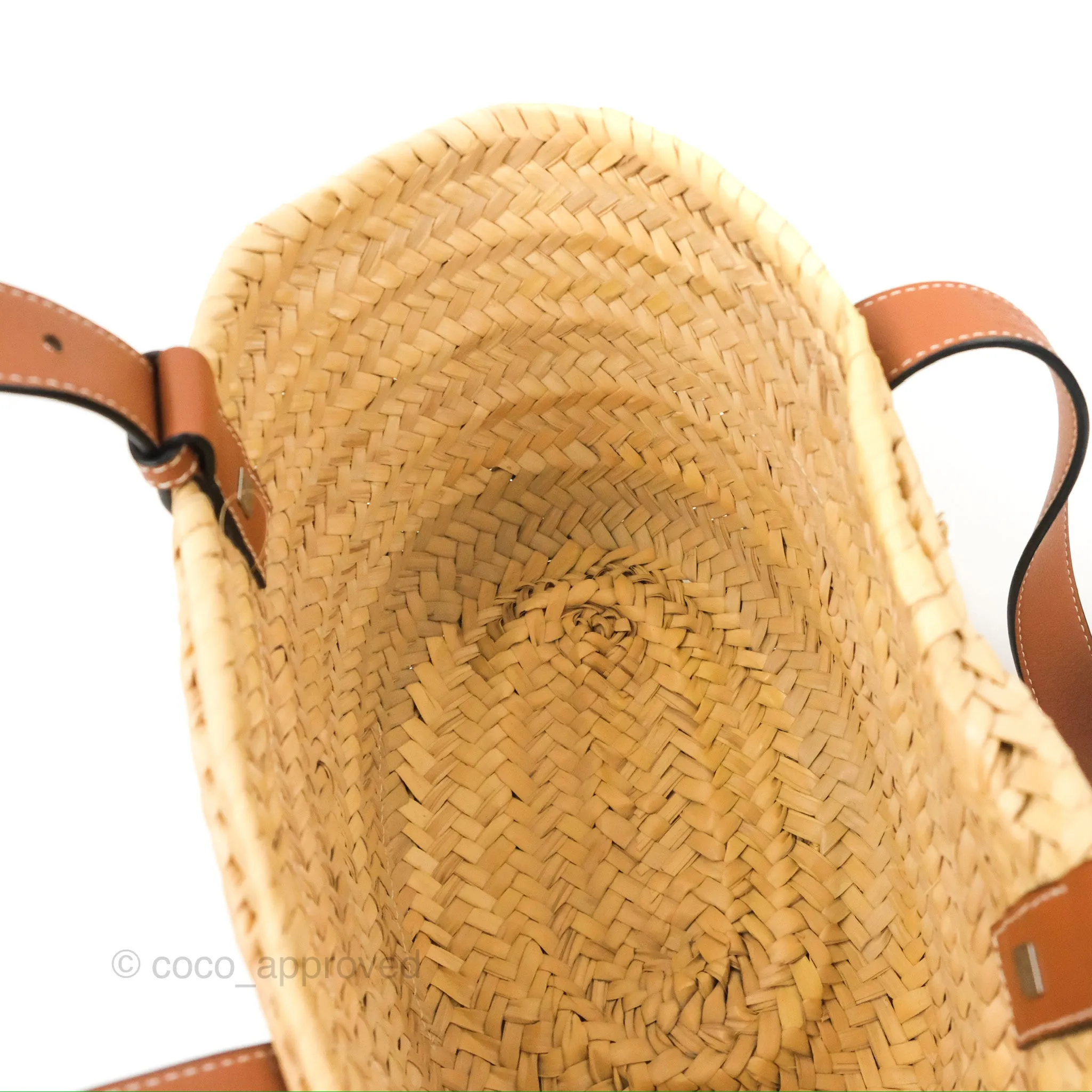 Loewe Small Basket Bag Natural Palm Leaf Tan Calfskin