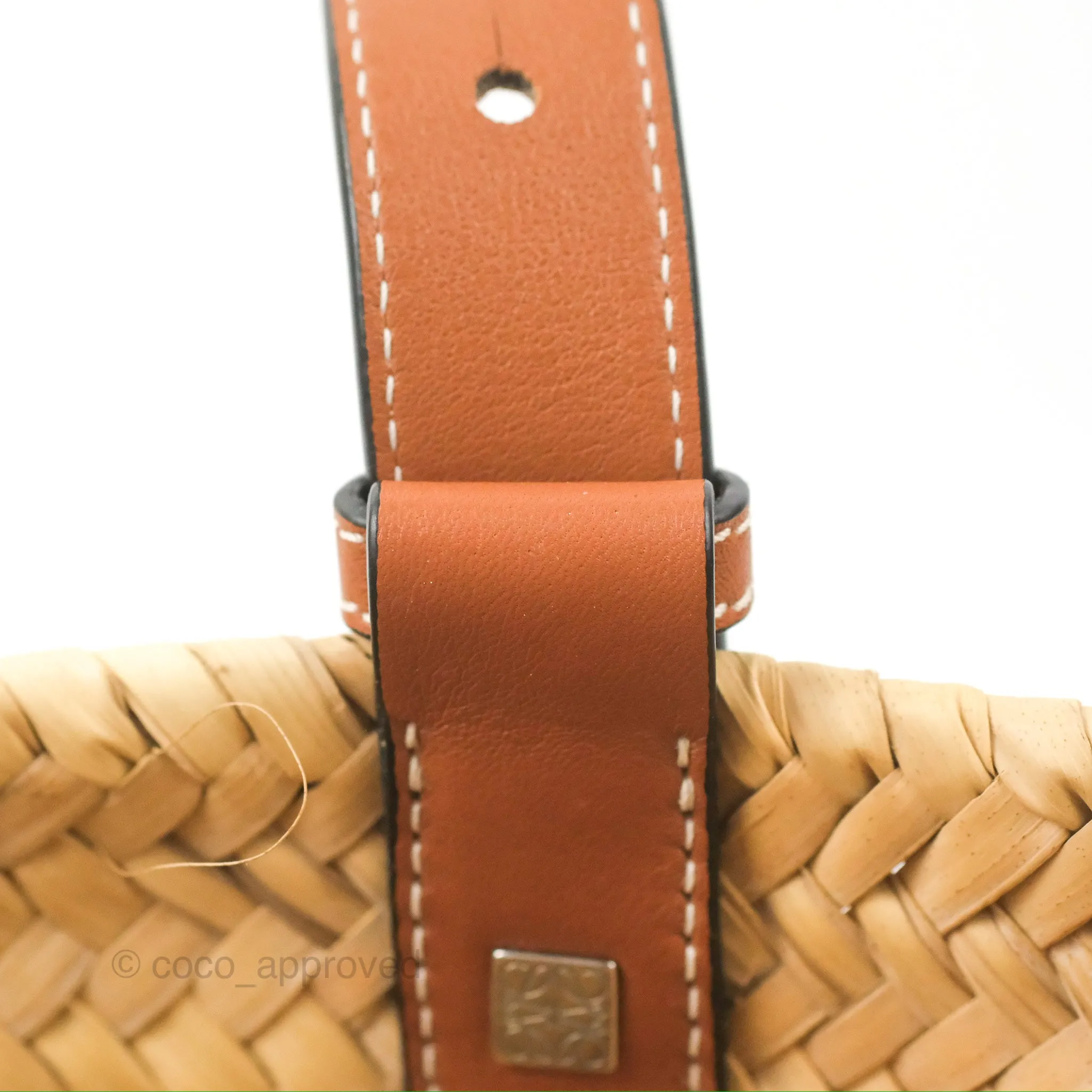 Loewe Small Basket Bag Natural Palm Leaf Tan Calfskin